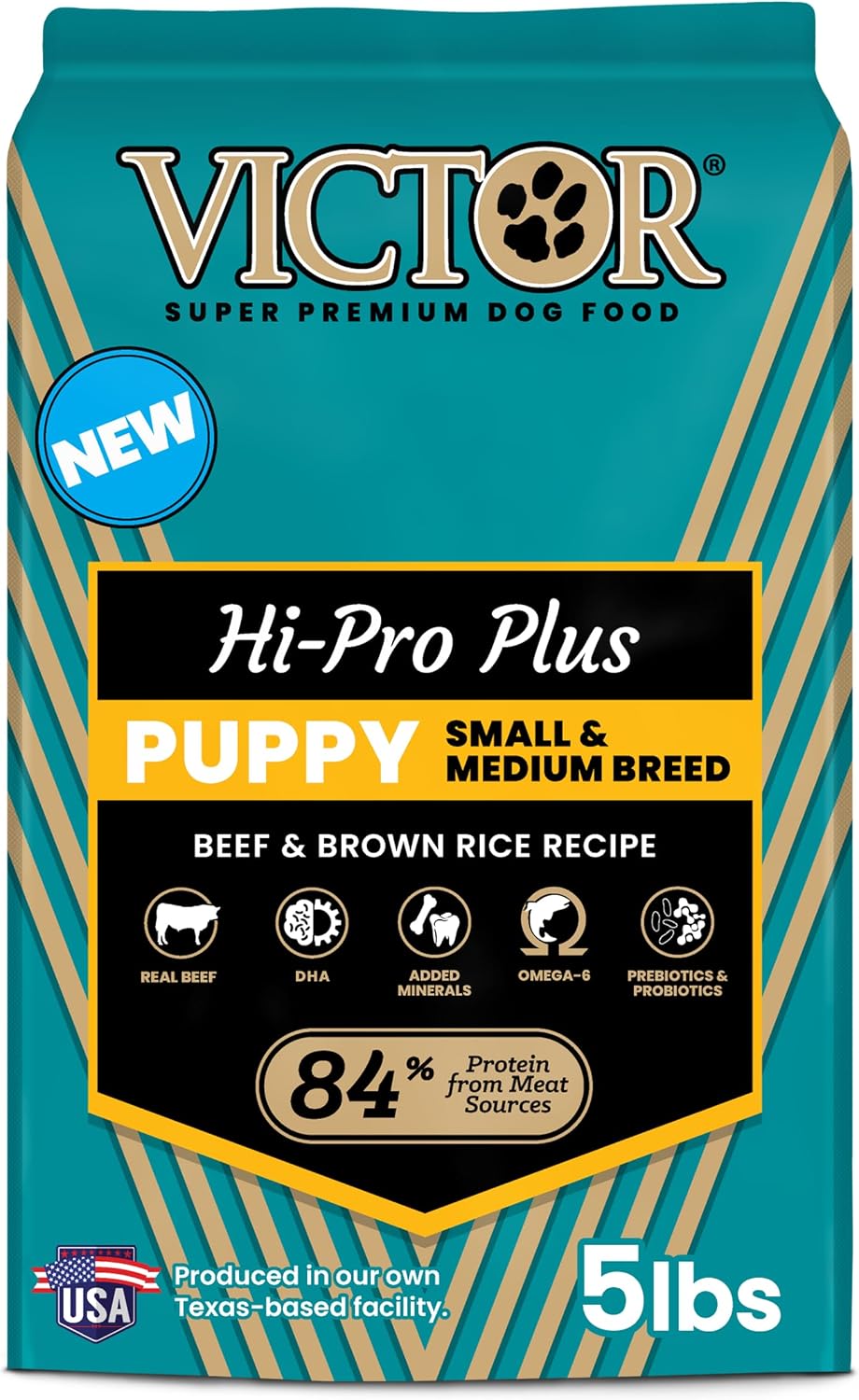 VICTOR Hi-Pro Plus Dry Dog Food - High Protein Gluten Free Dry Kibble, 5lb | Super Premium Dog Food, 30% Protein, Beef, Chicken, Pork and Fish Meals, For High Energy & Active Dogs & Puppies, 5lbs