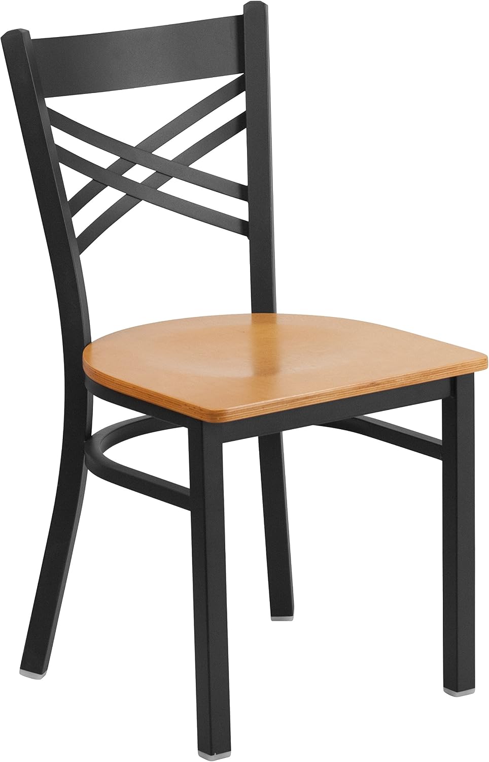Flash Furniture Hercules Series "X" Back Metal Restaurant Chairs, Modern Upholstered Armless Dining Chairs for Restaurants/Kitchens, Set of 2, Black