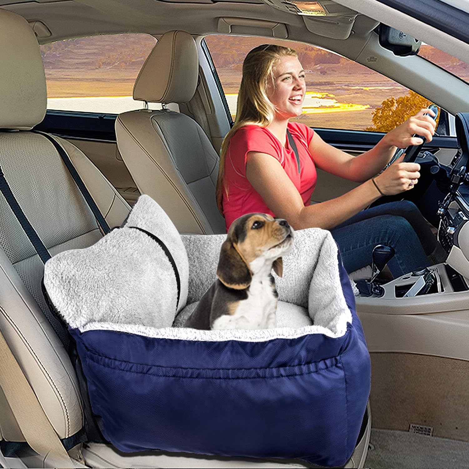 BurgeonNest Dog Car Seat for Small Dogs & Cats Under 25 lbs,Black