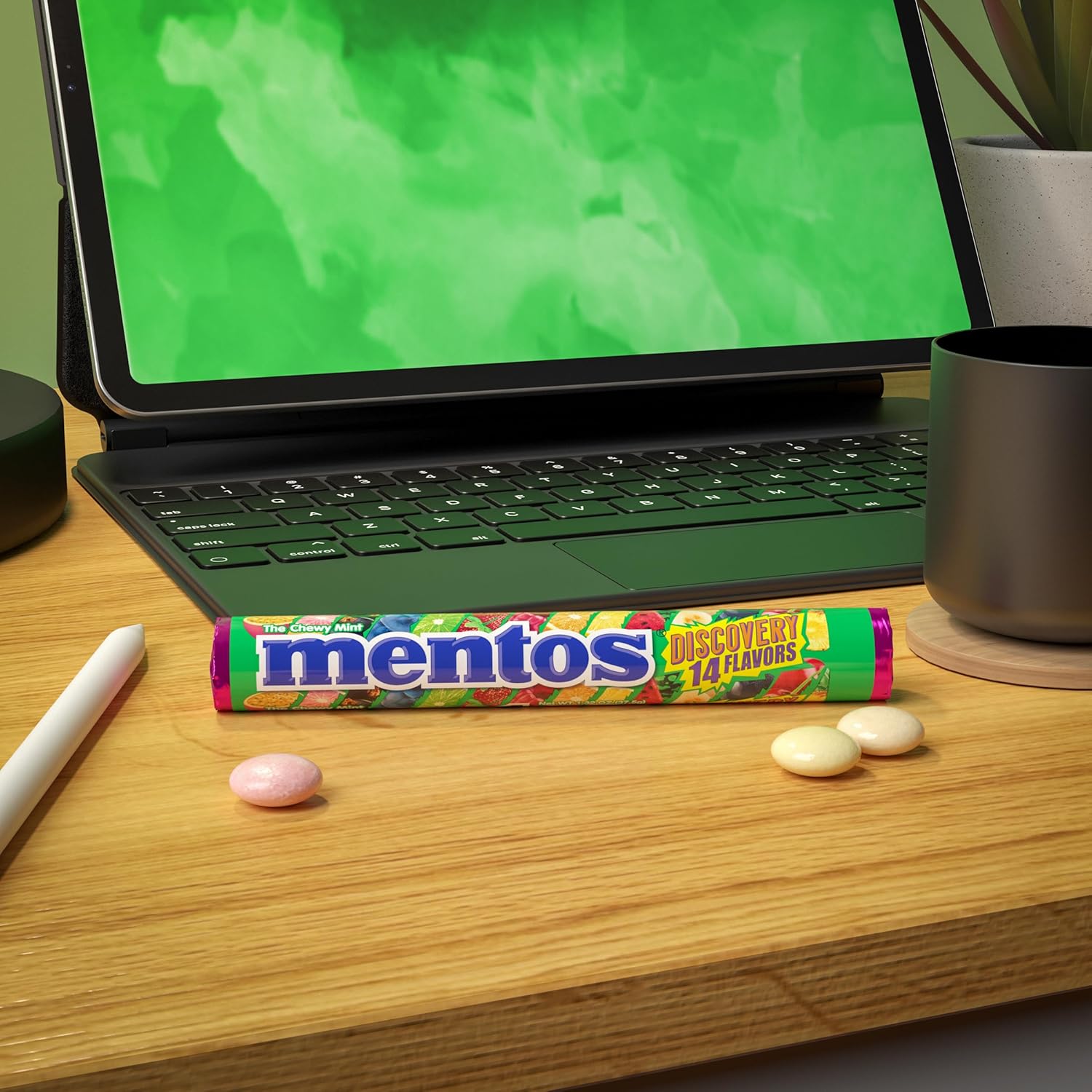 Mentos Chewy Mint Candy Roll, Cinnamon, 14 Pieces Per Roll, 15 Count Pack