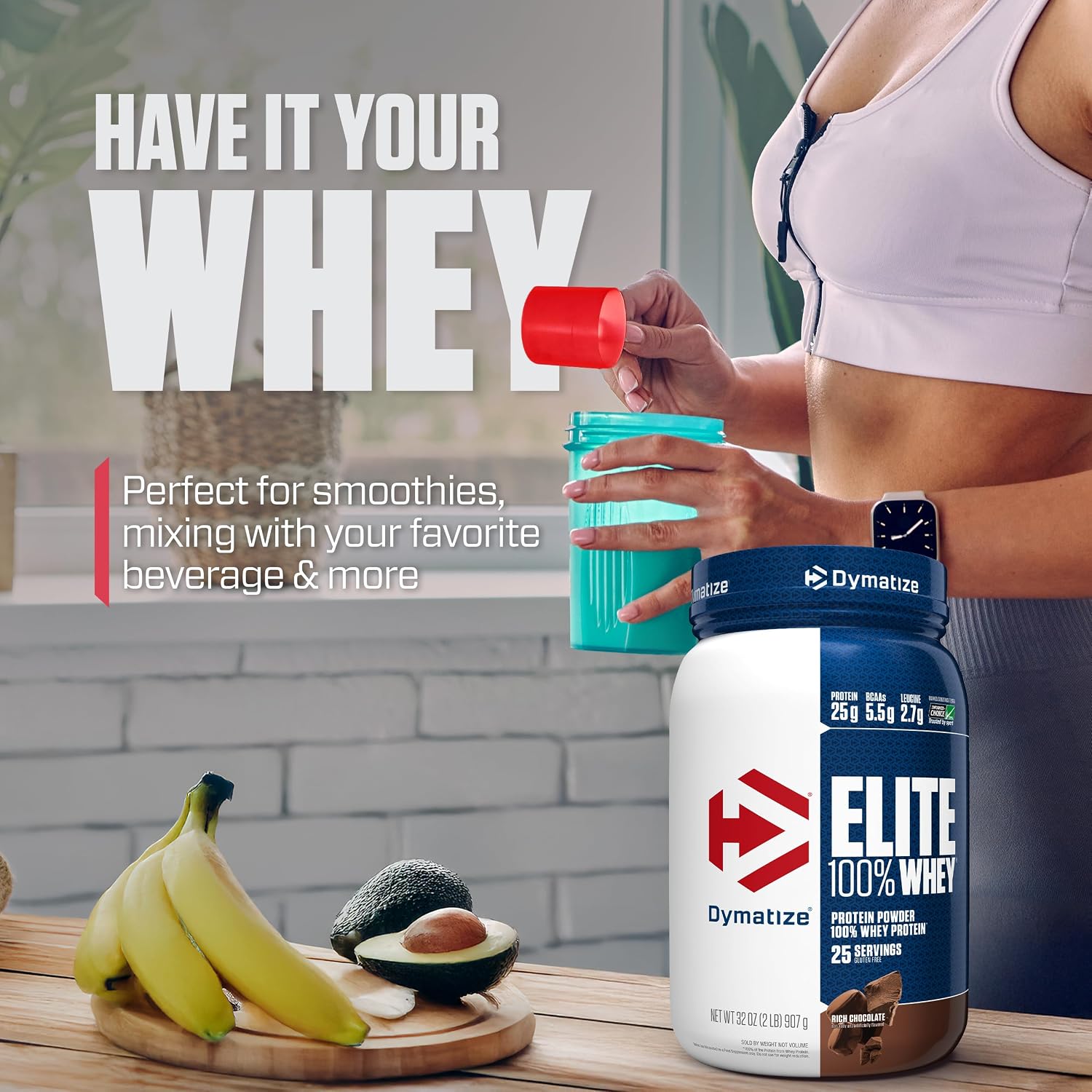 Dymatize Elite 100% Whey Protein Powder, L-Leucine, Quick Absorbing & Fast Digesting for Optimal Muscle Recovery, Gourmet Vanilla, 32 Oz