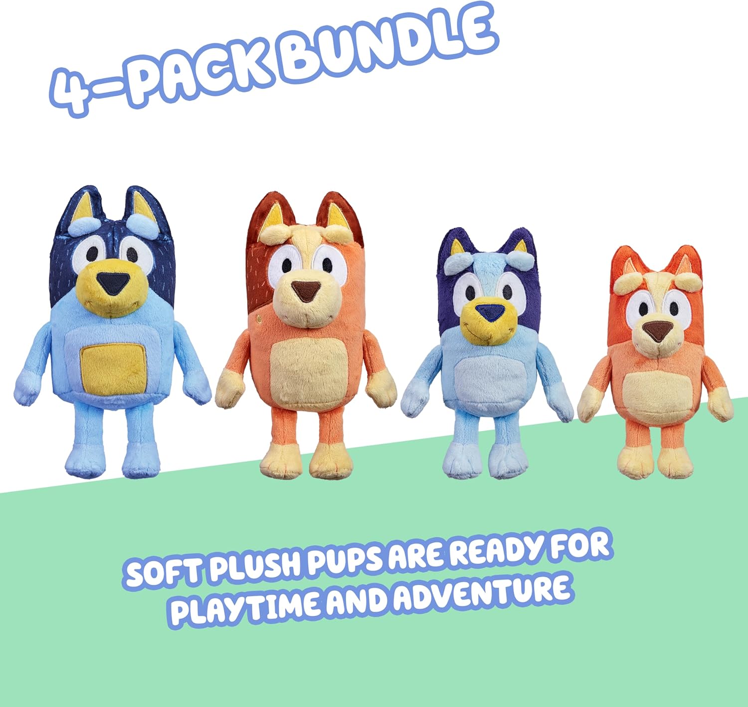 Bingo & Bluey Plush Toys 2-Pack, Soft Deluxe Fabric, Embroidered