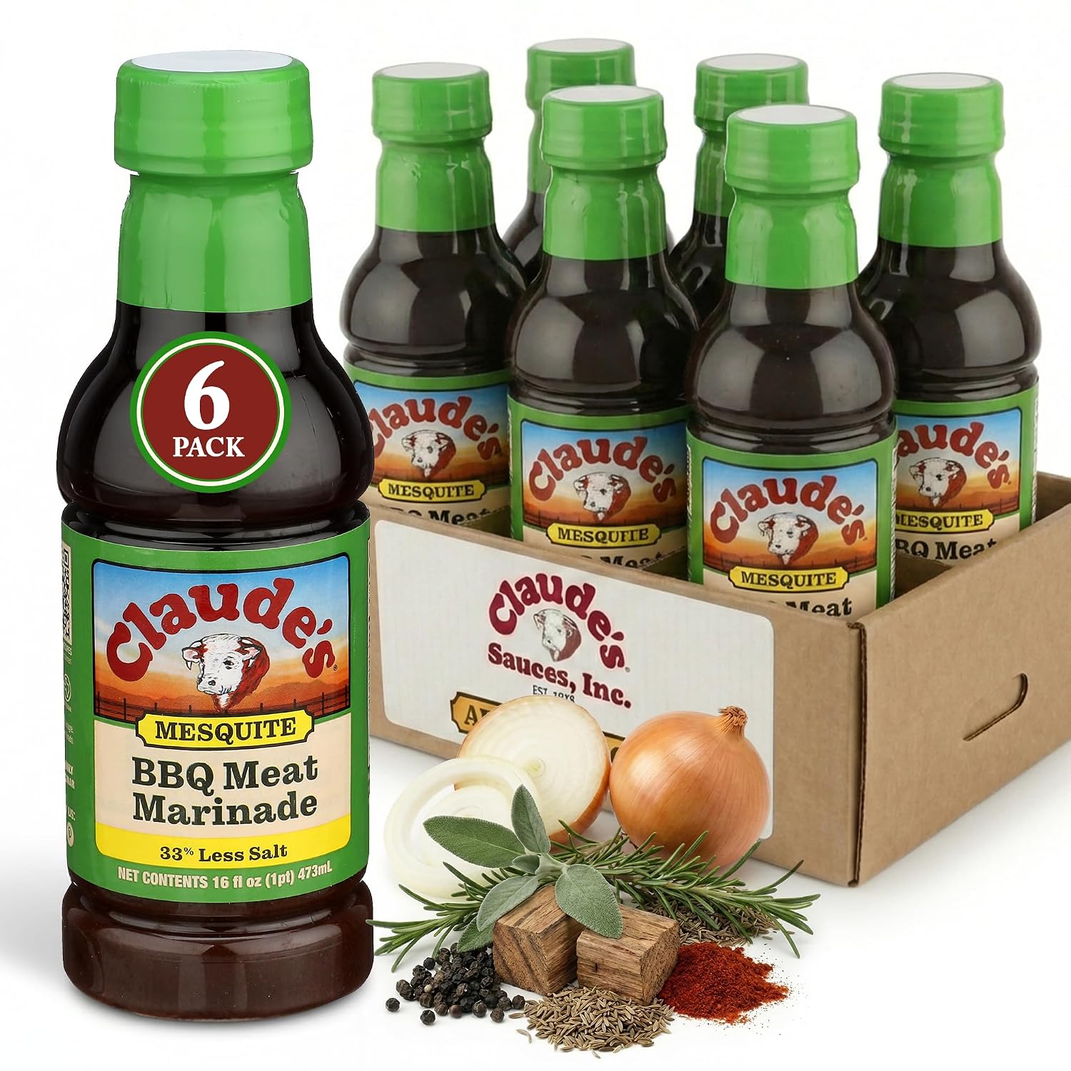 Claude's BBQ Brisket Marinade Sauce, Gluten Free Texas Style, 128 oz | Restaurant-size gallon of smoky Texas tenderizing brisket marinade - all natural & gluten free.