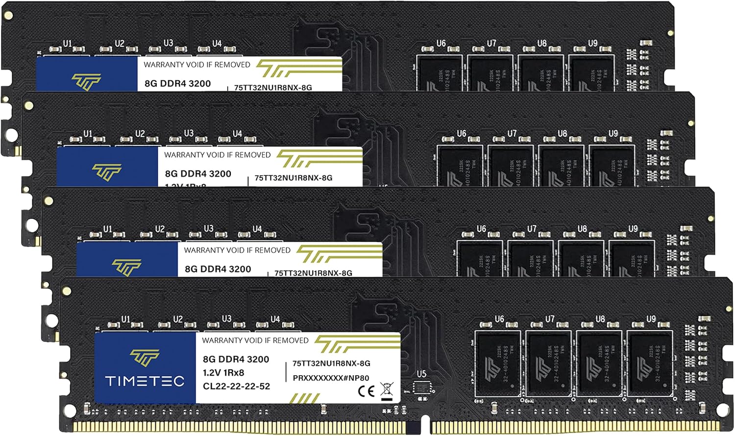 Timetec 16GB KIT (2x8GB) DDR4 3200MHz (PC4-3200AA) PC4-25600 UDIMM Desktop RAM – 288-Pin 1.2V CL22 Non-ECC Unbuffered DIMM Memory Module Upgrade