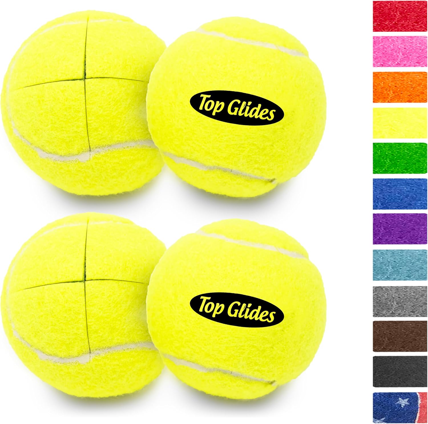 Top Glides Precut Walker Tennis Ball Glides - Yellow - 2 Pairs