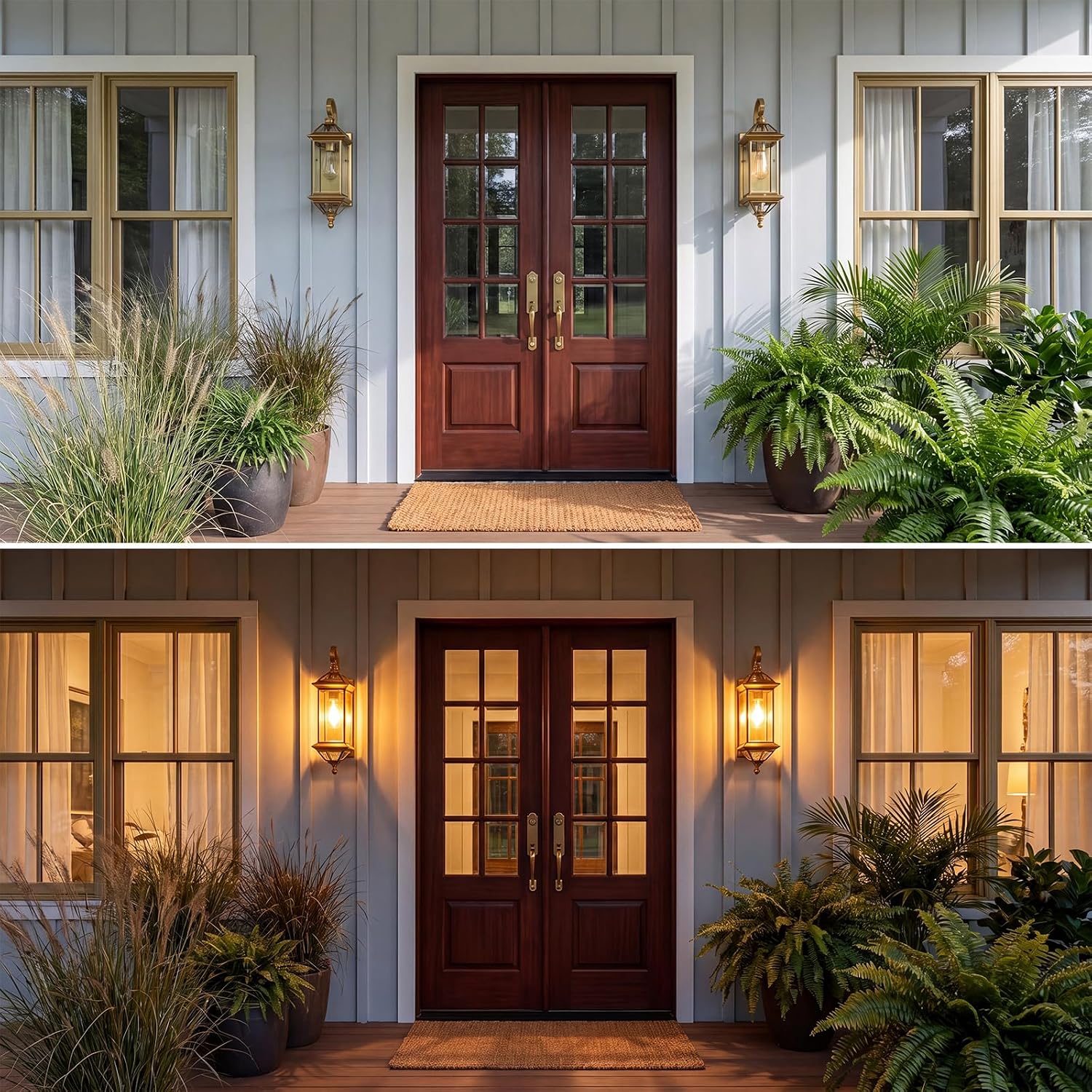 Solid Copper Outdoor Wall Light, 18.5" Oil Rubbed Bronze Porch Lantern with Clear Beveled Glass, Exterior Wall Sconce for Front Door, Garage