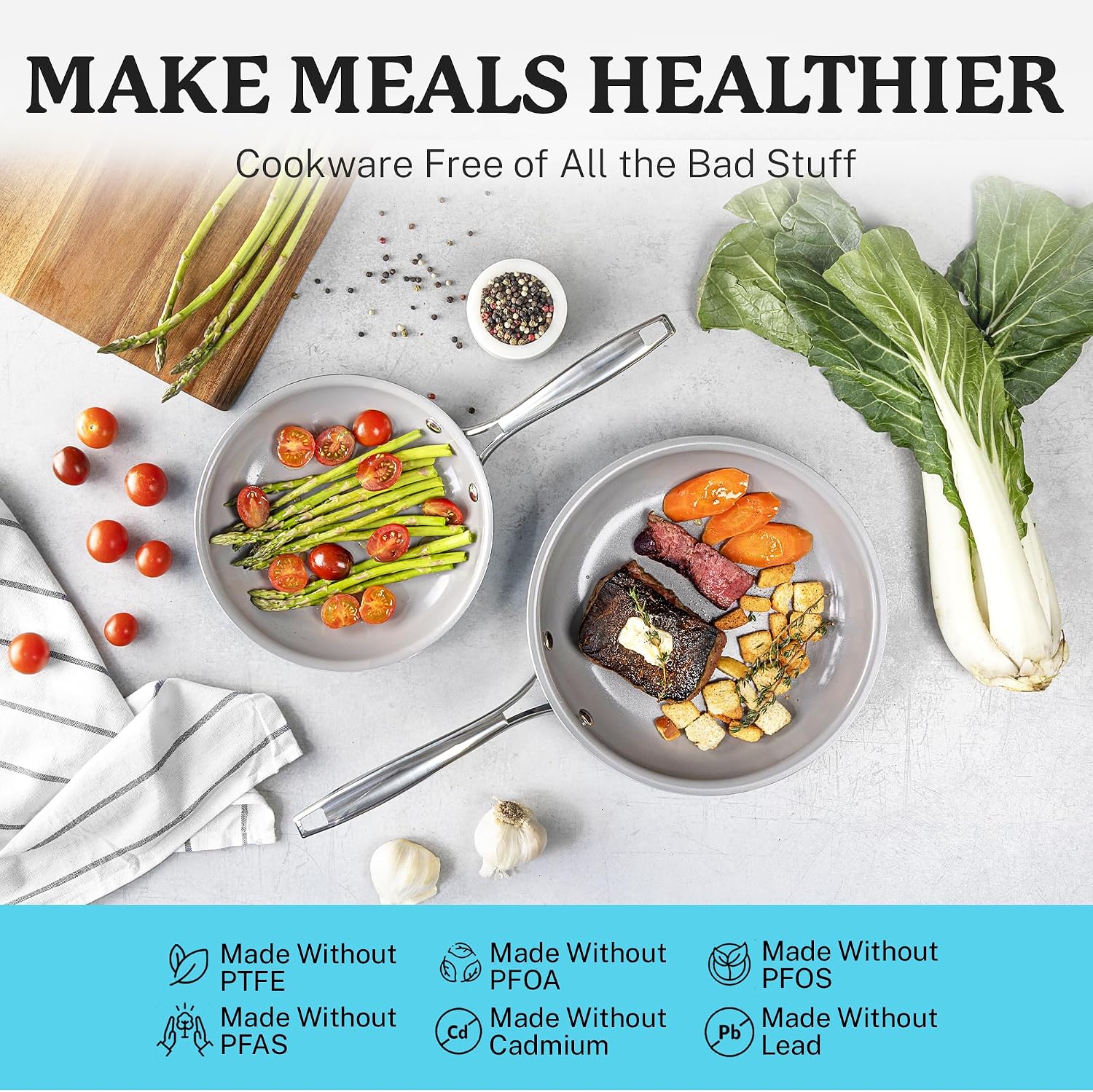 Gotham Steel 20 Piece Pots and Pans Set Nonstick Cookware Set, Pot and Pan Set, Kitchen Cookware Sets, Ceramic Cookware Set, Ceramic Pots and Pans Set