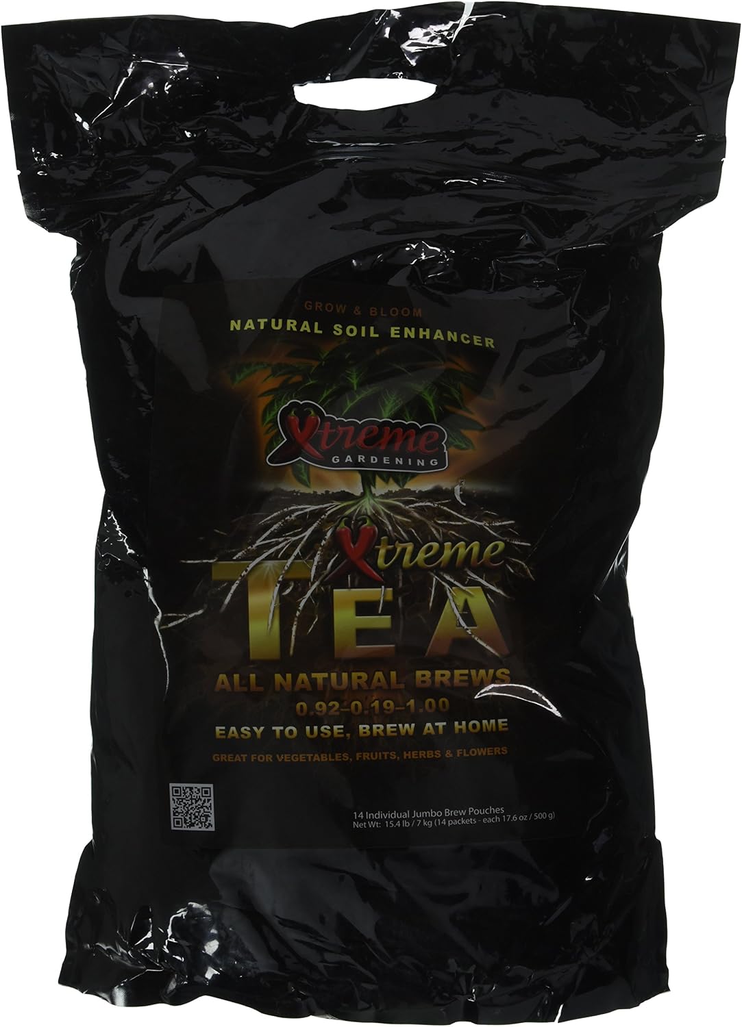 Xtreme Gardening Xtreme Tea Brews – Compost Tea Kit, 2-Pack 80g Pouches, Each Brews 5 Gallons, Bloom Booster & Yield Booster with Worm Castings & Microbe Food Pack, Works with Any Fertilizer Program