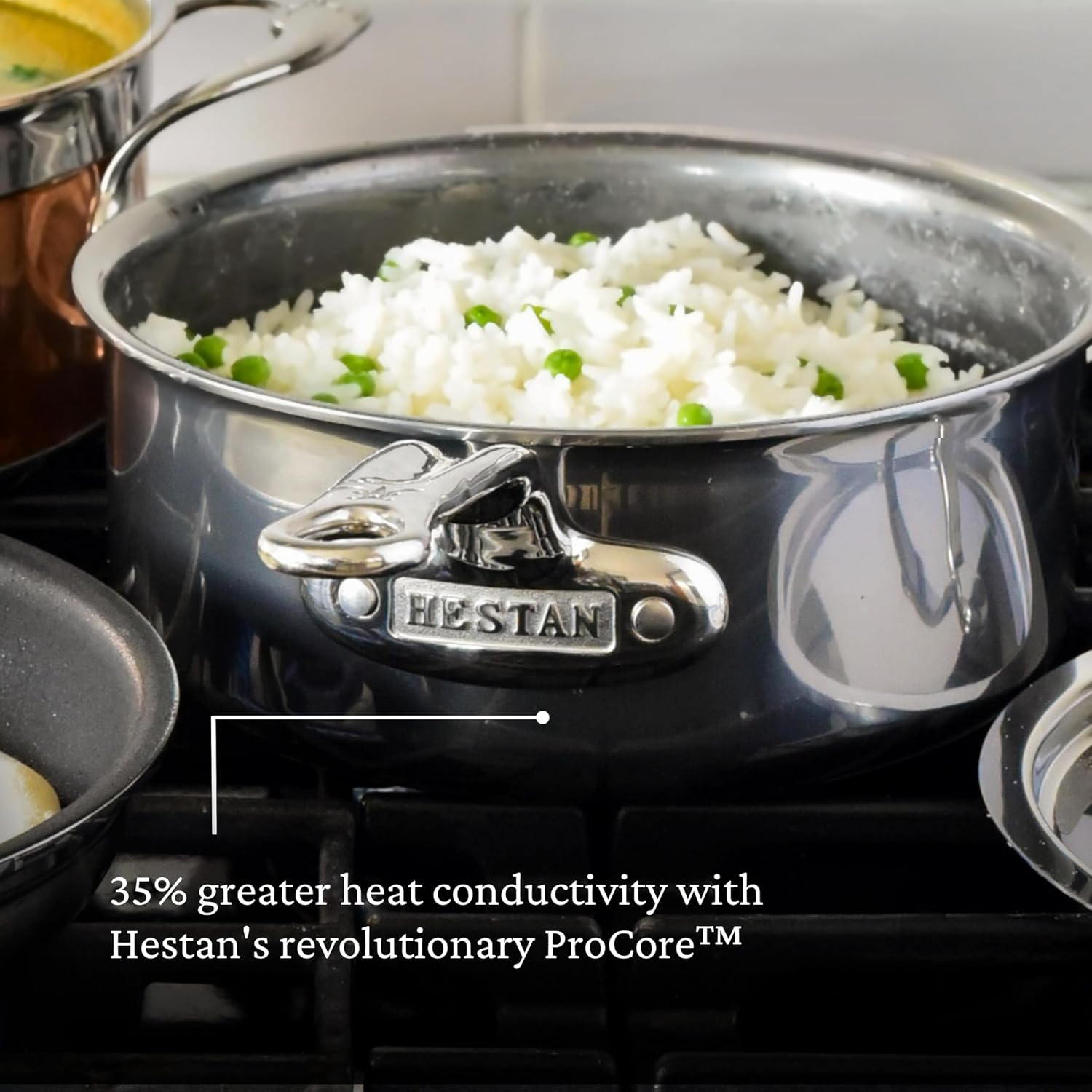 Hestan NanoBond Molecular Titanium Saucepan with Lid, 3-Quart - PFAS-Free Stainless Steel, 4x Stronger, 1050°F Oven Safe, Induction Compatible