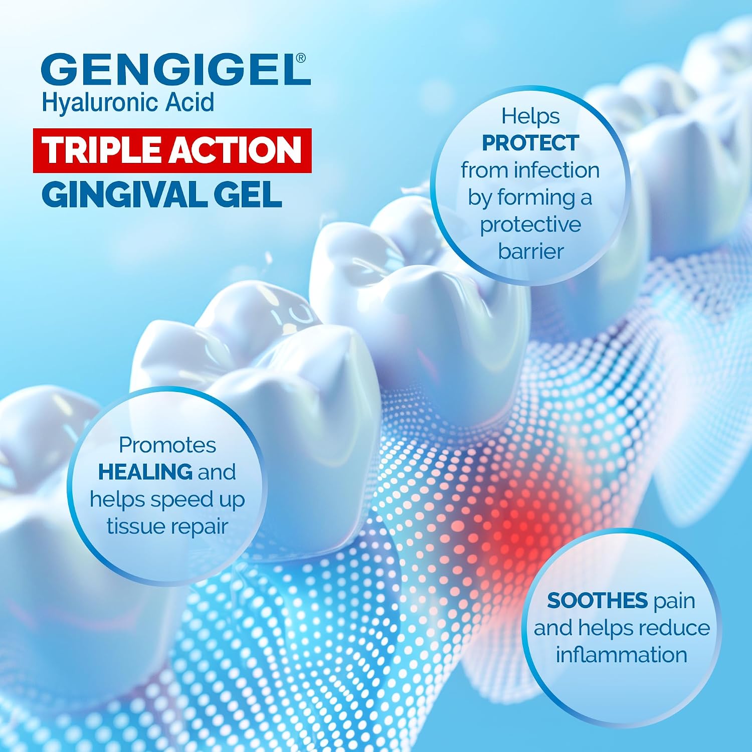 Gengigel Hyaluronic Acid Oral Gel for Mouth & Gum Discomfort (20ml), Soothes Irritation, Promotes Natural Healing & Protects Delicate Oral Tissue
