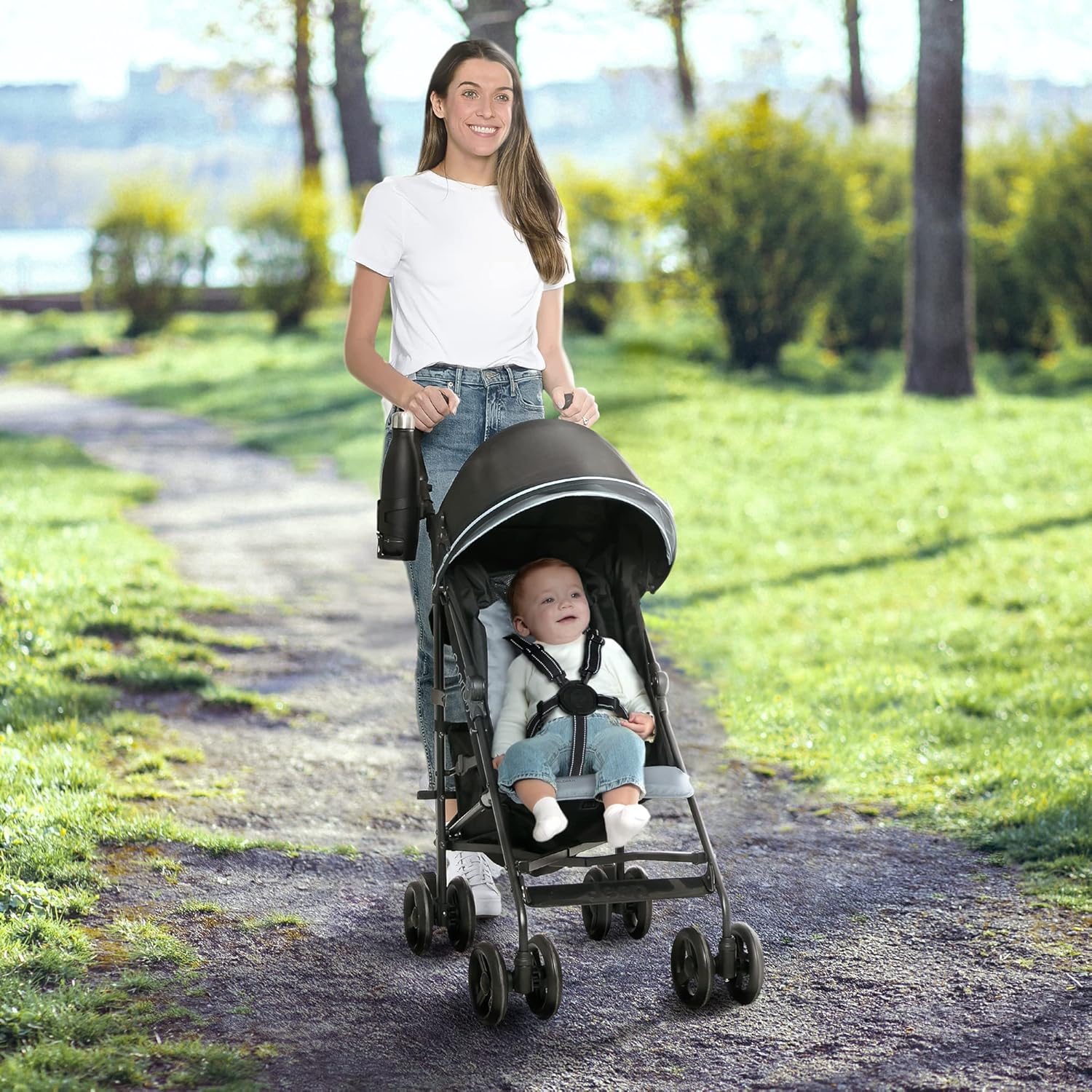 Jeep AdventureGlyde Stroller by Delta Children - Lightweight Travel Stroller with Smoothest Ride & Compact Fold, 3-Position Recline