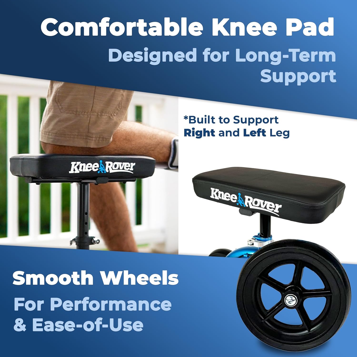KneeRover Economy Steerable Knee Scooter – Foldable Mobility Aid & Knee Walker with Adjustable Handlebar and Comfortable Knee Pad for Adults (Black) | Knee Walker, For Adults, Foot Surgery & Broken Ankle, Foldable, Crutch Alternative