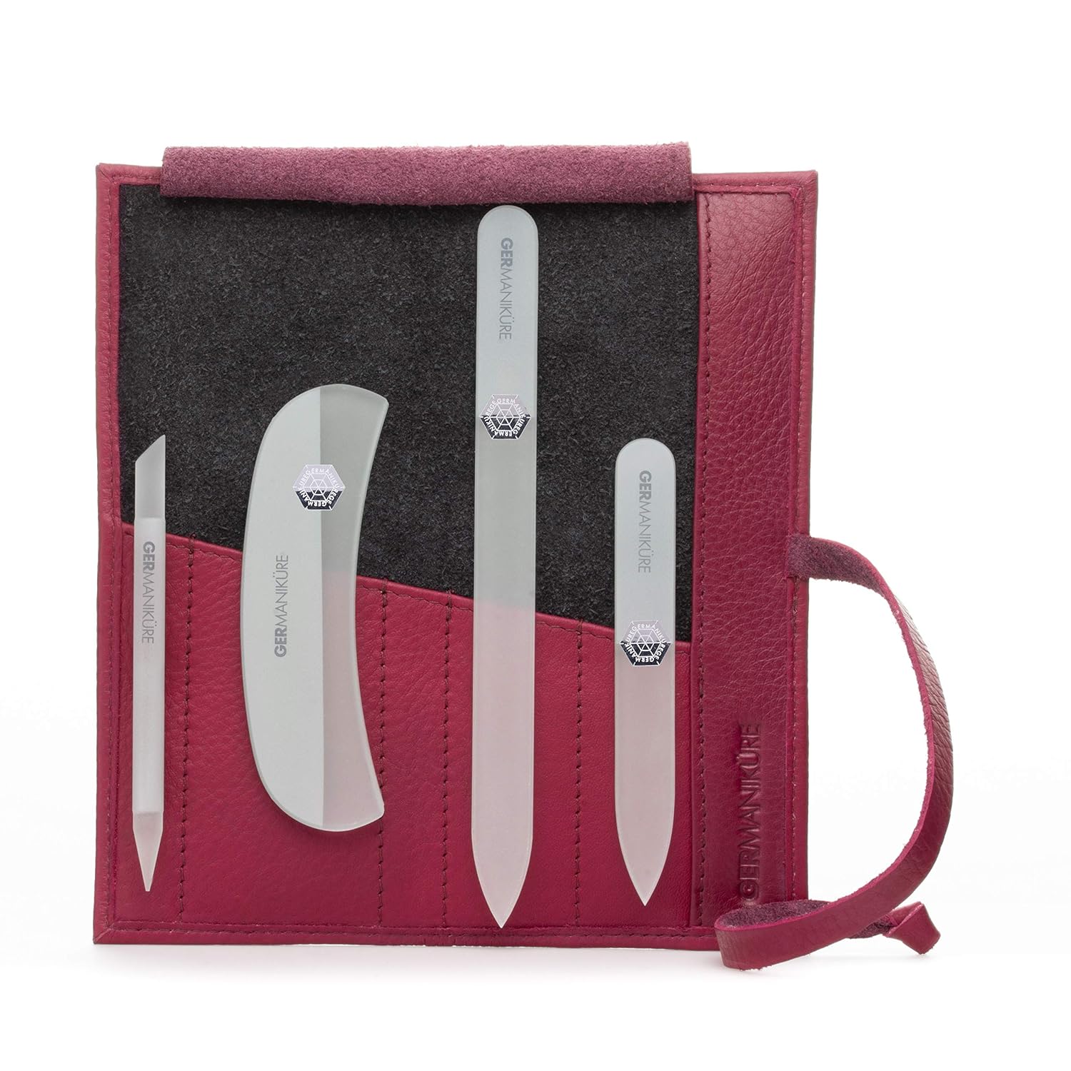 GERMANIKURE 4pc Manicure Nail Care Kit, Solingen Germany, Yellow Suede Roll