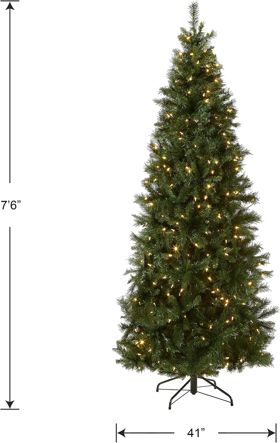 National Tree Company 7.5ft Pre-Lit Lehigh Valley Pine Slim Christmas Tree | 450 LED Lights, 1, 105 Tips, 10 Light Functions, Foot Pedal