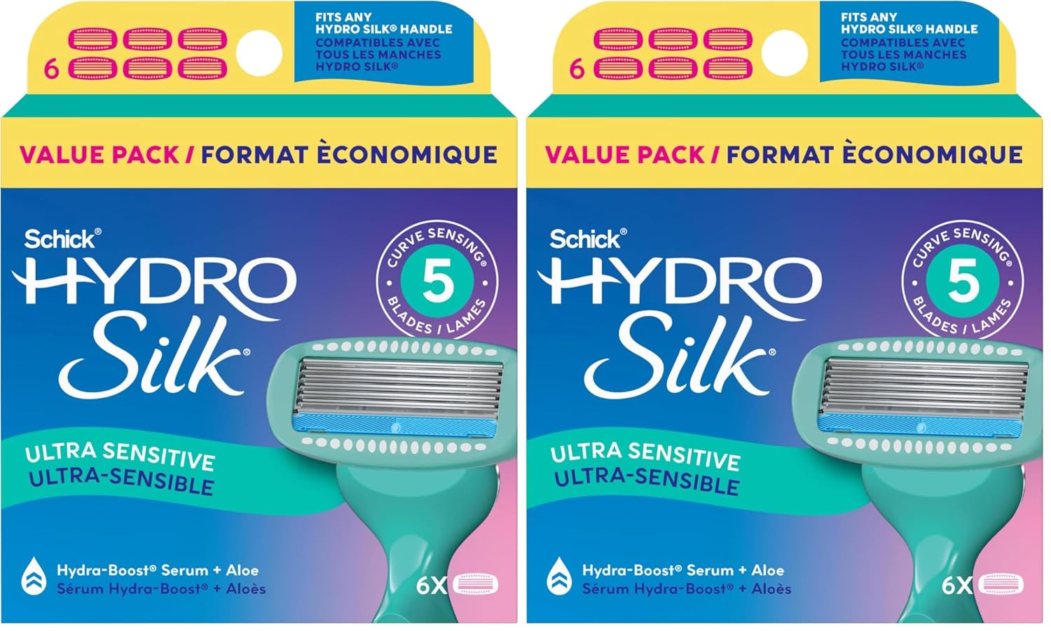 Schick Hydro Silk Ultra Sensitive Womens Razor Refills, 4ct | Razor Blades Refills, Womens Razors for Shaving, 5 Blade Razors for Women Sensitive Skin, Schick Hydro Silk Refill, 4ct