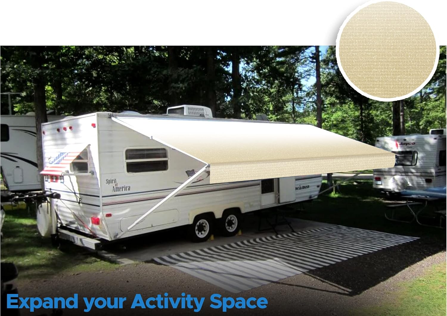 SunWave Premium Vinyl RV Canopy | Awning Fabric Replacement (20', Grey Fade)
