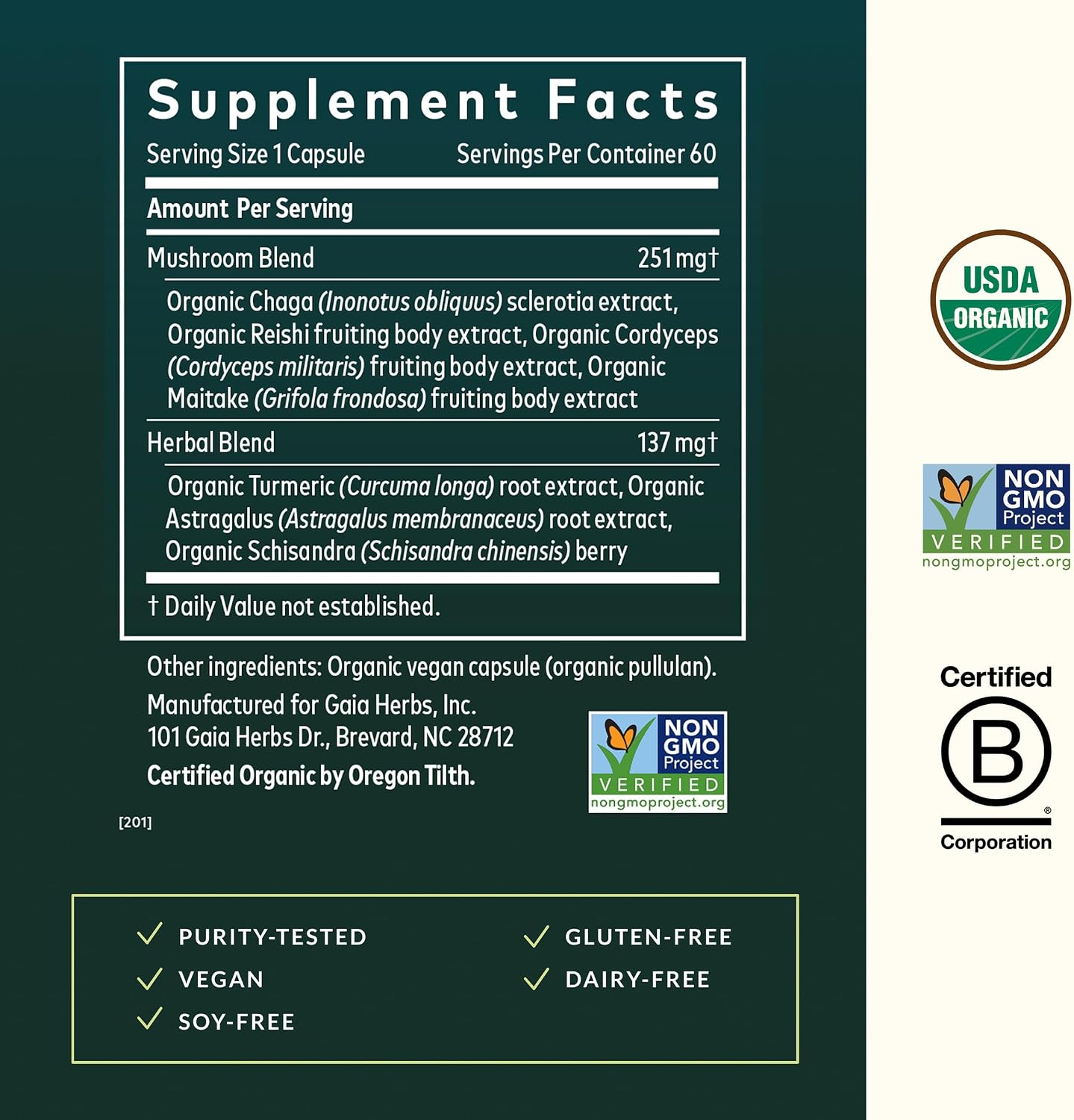 Gaia Herbs Everyday Immune - Mushroom & Herbal Support Supplement to Help Aid Overall Wellness* - with Turmeric, Astragalus, Schisandra, Cordyceps