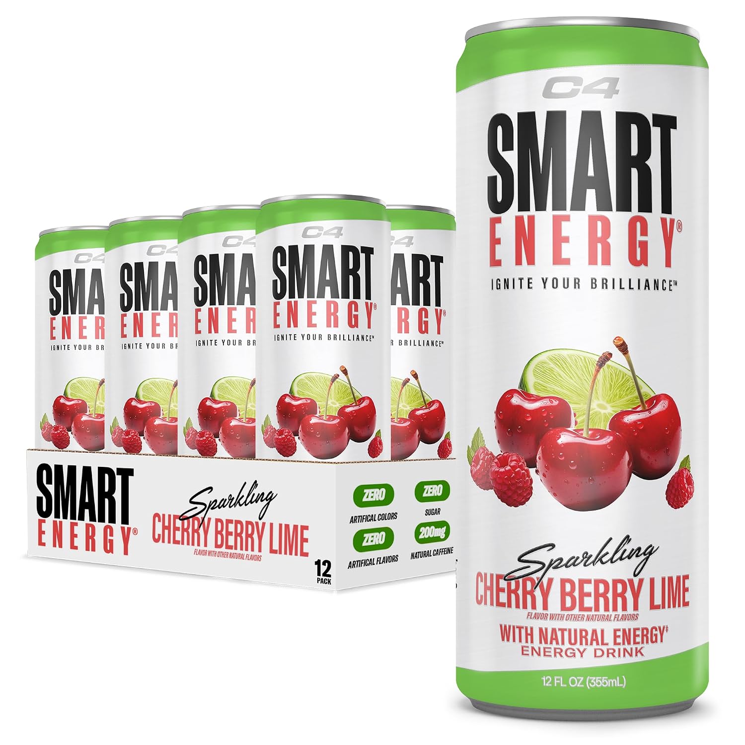 C4 Smart Energy Drink, 200mg Caffeine, 12 Fl Oz 12pk