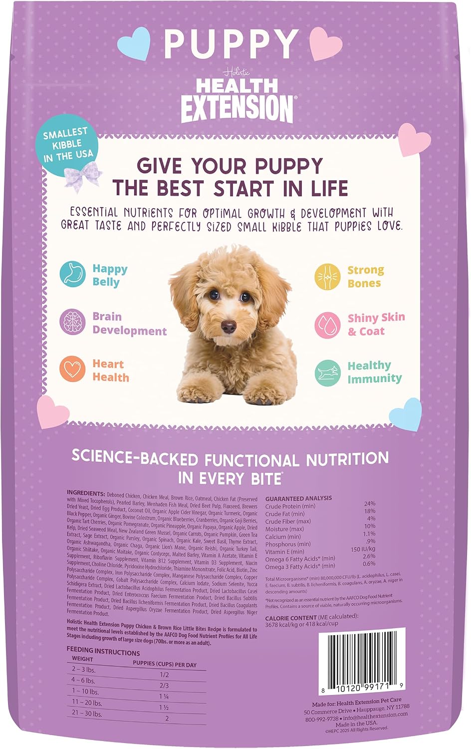 Health Extension Little Bites LITE Dry Dog Food, Chicken & Brown Rice for Toy and Small Breeds, Supports Healthy Weight, with Probiotics & Superfoods for Digestion & Coat Health, 4 lb Bag