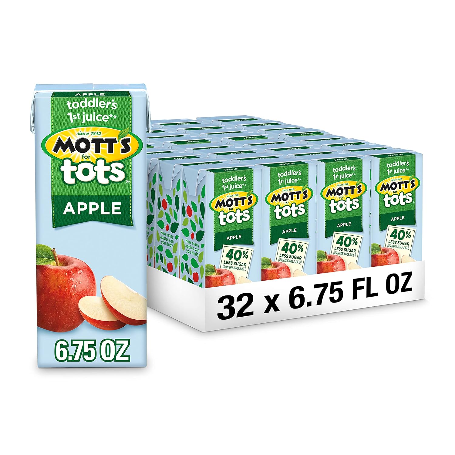 Mott's For Tots Apple, 6.75 Fl Oz Boxes, 32 Count (4 Packs Of 8), Juice With Purified Water, Good Source Of Vitamin C