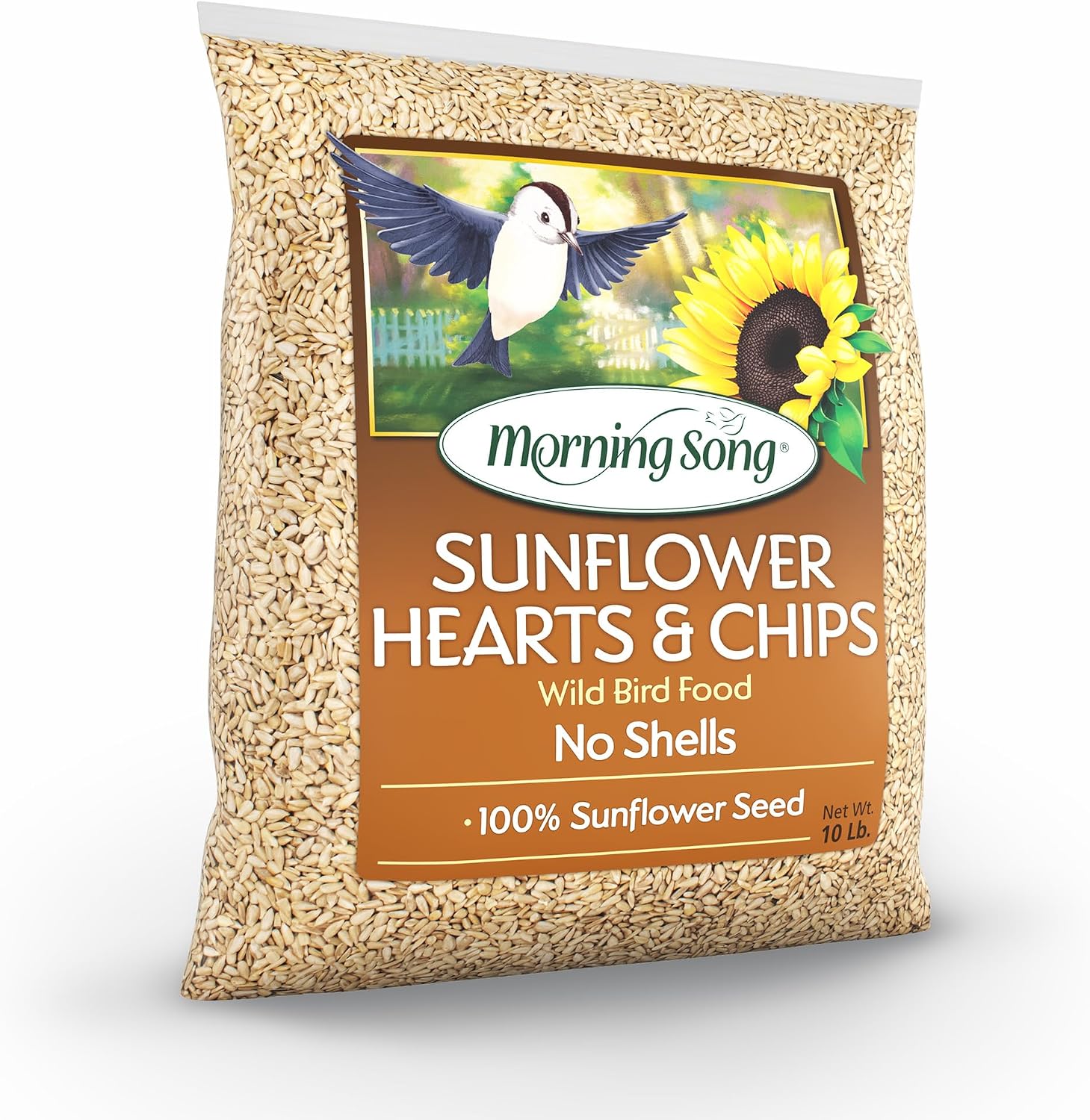 Morning Song Sunflower Hearts & Chips Wild Bird Food, No Mess Sunflower Seeds for Birds, 5.5-Pound Bag | No Mess Sunflower Seeds for Birds