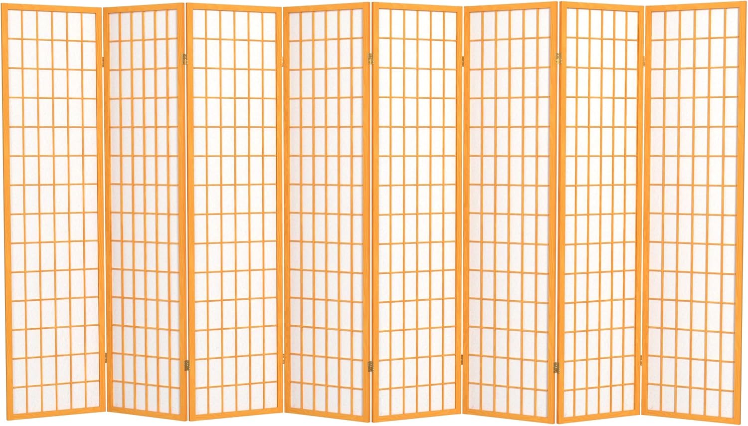 Red Lantern 6 ft. Tall Window Pane Shoji Screen - Walnut - 5 Panels