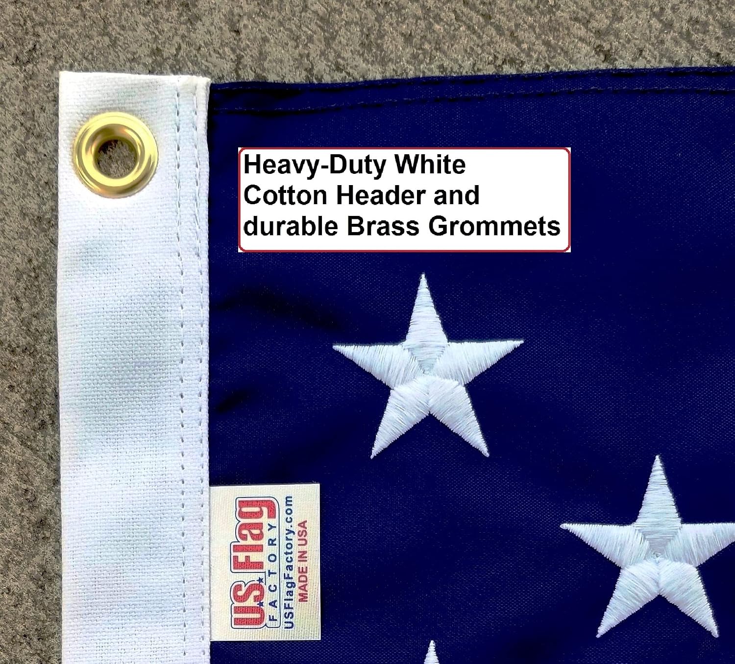 US Flag Factory - 6x10 FT US American Flag (Embroidered Stars, Sewn Stripes) Outdoor SolarMax Nylon Flag - Made in America - Premium Quality (6x10 FT)