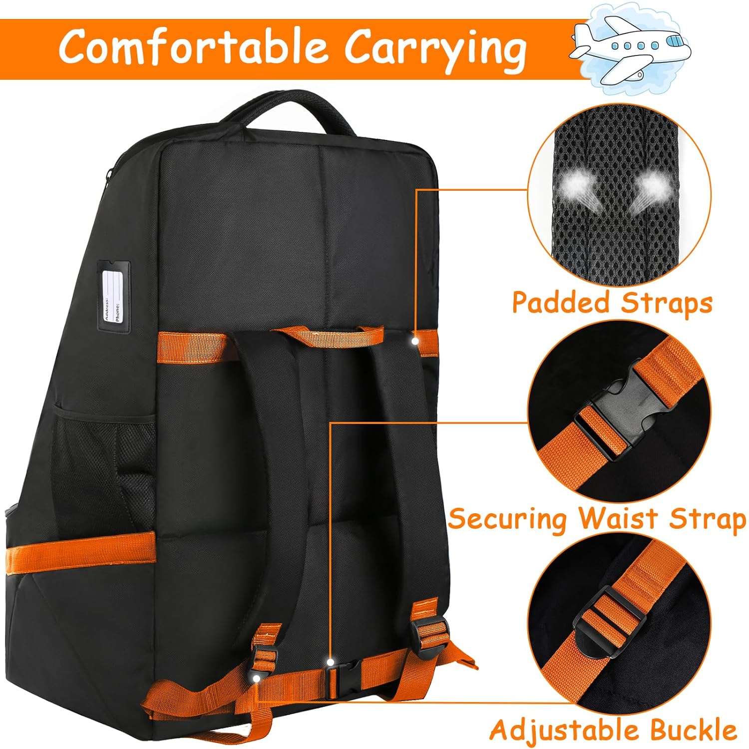 YOREPEK Padded Car Seat Travel Bag Backpack, Toddler Travel Essentials