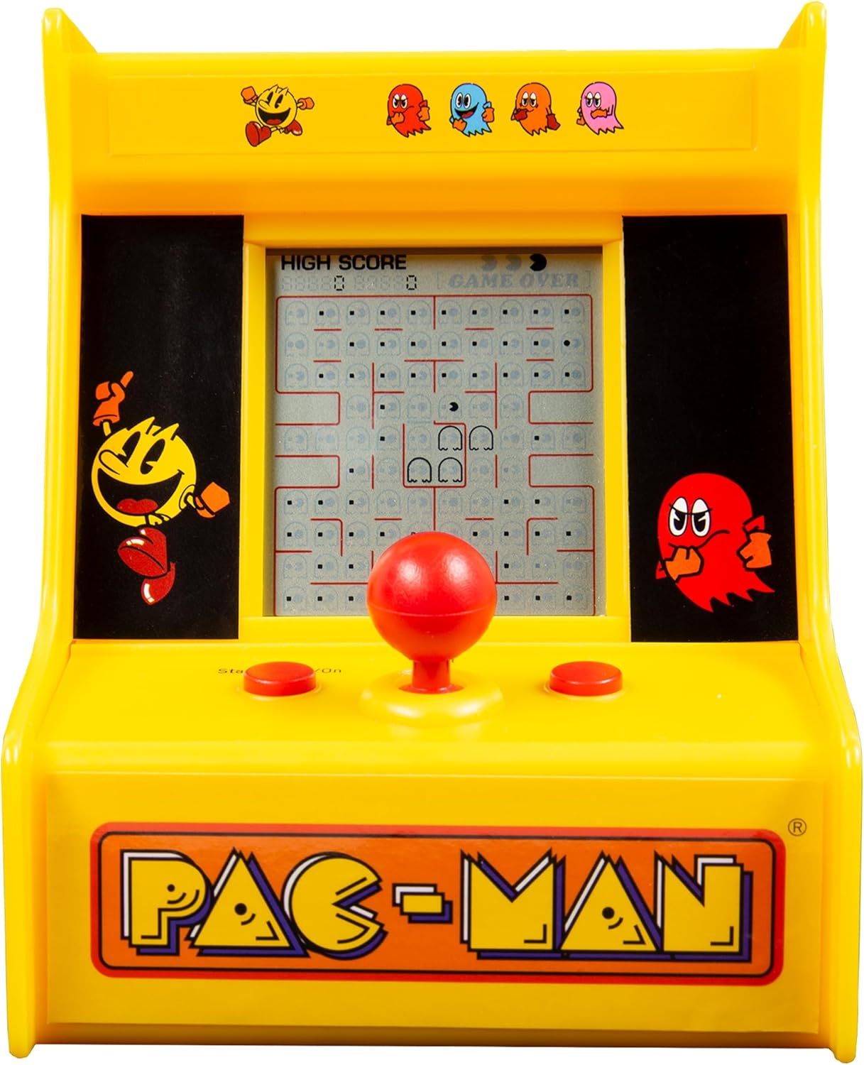 Pac-Man Desktop Arcade – Retro Mini Arcade Game with Classic 8-Bit Gameplay, LCD Screen, Joystick Controls, Battery-Powered