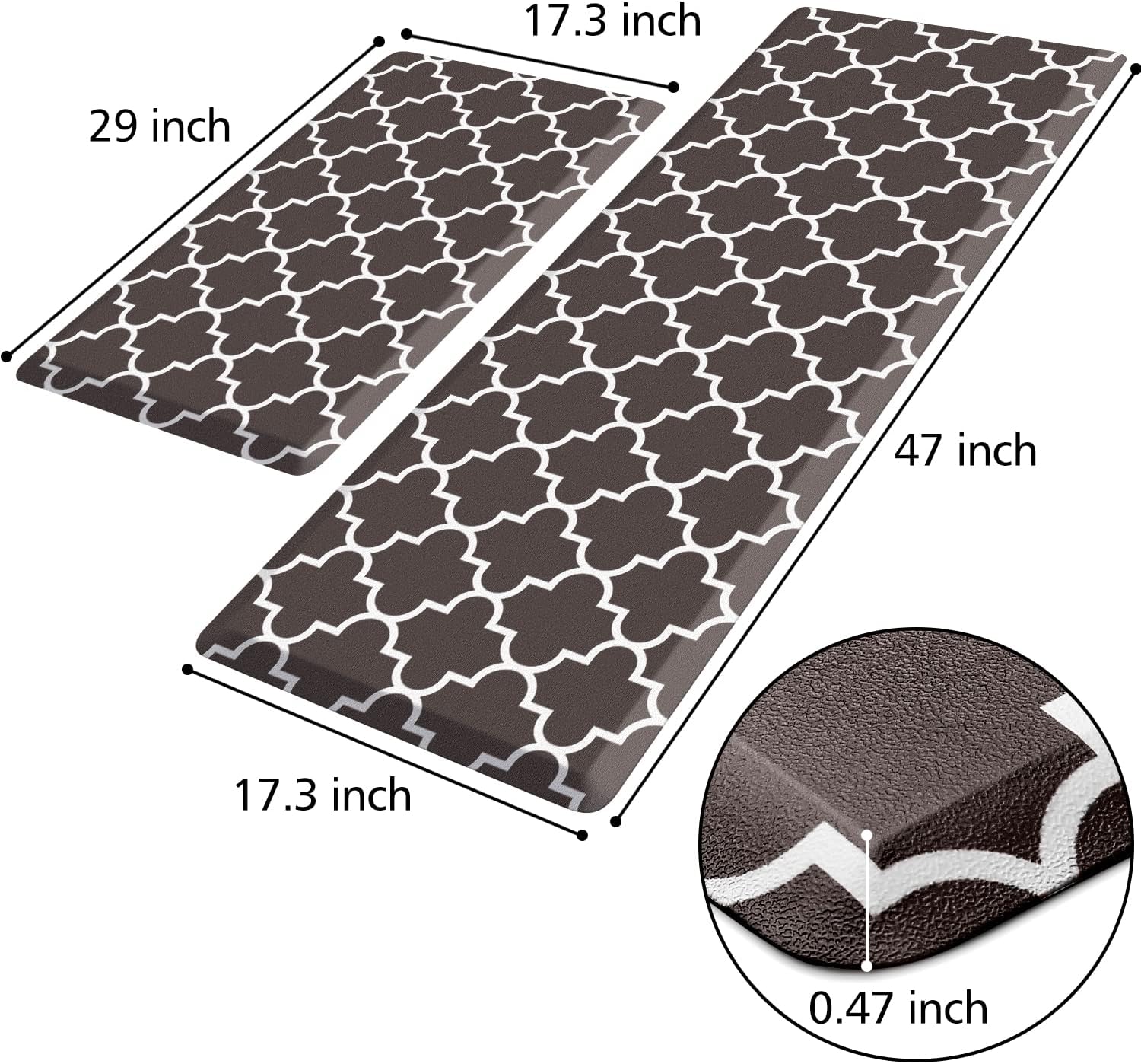 KMAT Kitchen Mat Set of 2,Cushioned Anti-Fatigue Kitchen Mats for Floor