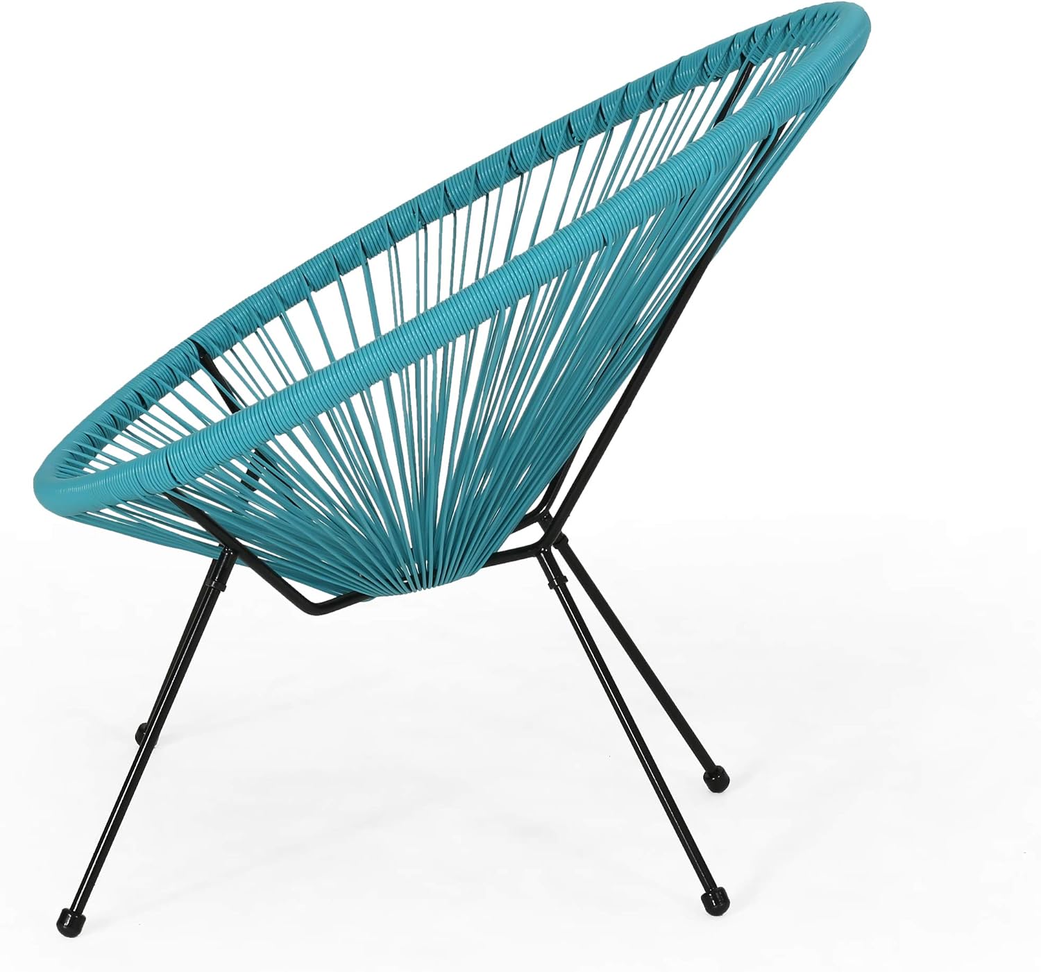 GDFStudio Noble House Anson Outdoor Hammock Weave Chair in Teal and Black (Set of 2)