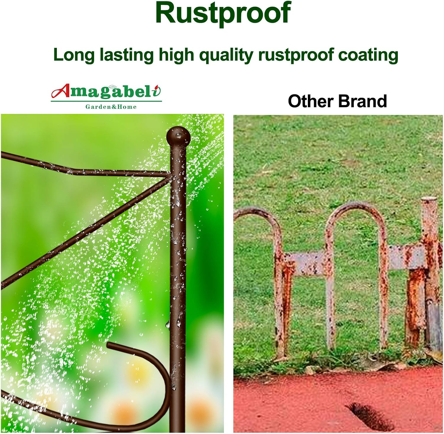 AMAGABELI 10 Panels 17in(H)×10ft(L) Decorative Garden Fences and Borders for Dogs No Dig Rustproof Metal Fence Panels Garden Edging Border Animal Barrier Fencing for Flower Beds Yard Patio Decor Black