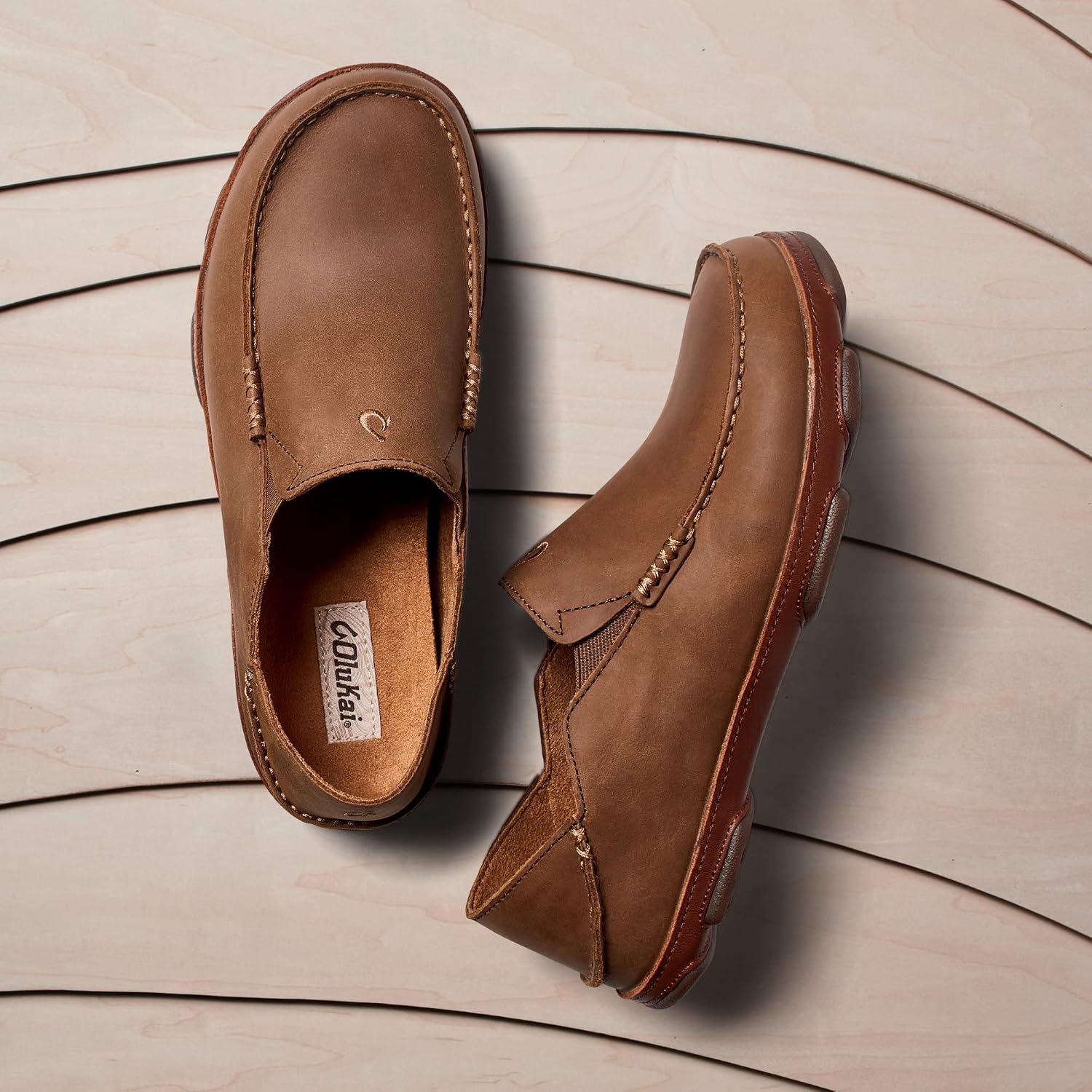 OluKai Moloa Men's Premium Leather Shoes, Easy Slip On & Off Design | Casual & Versatile Loafer, Drop-in Heel & Enhanced Traction