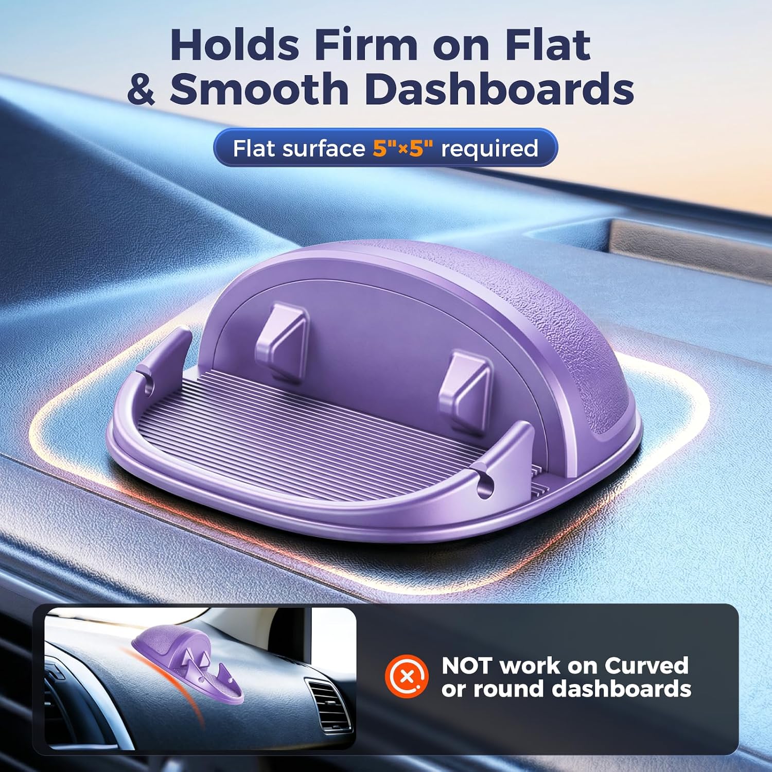 Loncaster Car Phone Holder, Car Phone Mount Silicone Car Pad Mat for Various Dashboards, Slip Free Desk Phone Stand Compatible with iPhone, Samsung, Android Smartphones, GPS Devices and More, Black