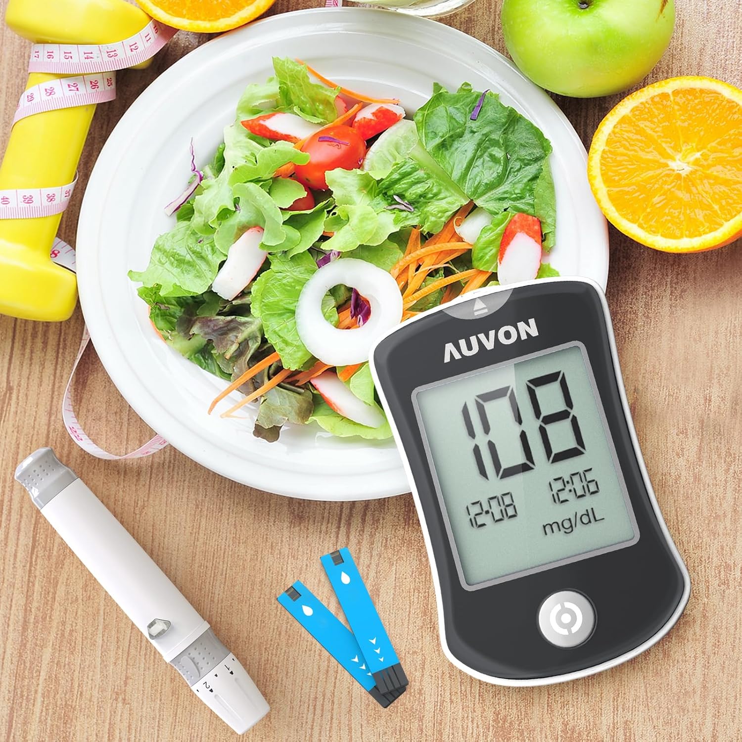 AUVON Blood Glucose Monitor Kit for Accurate Test, 50 Strips, No Coding