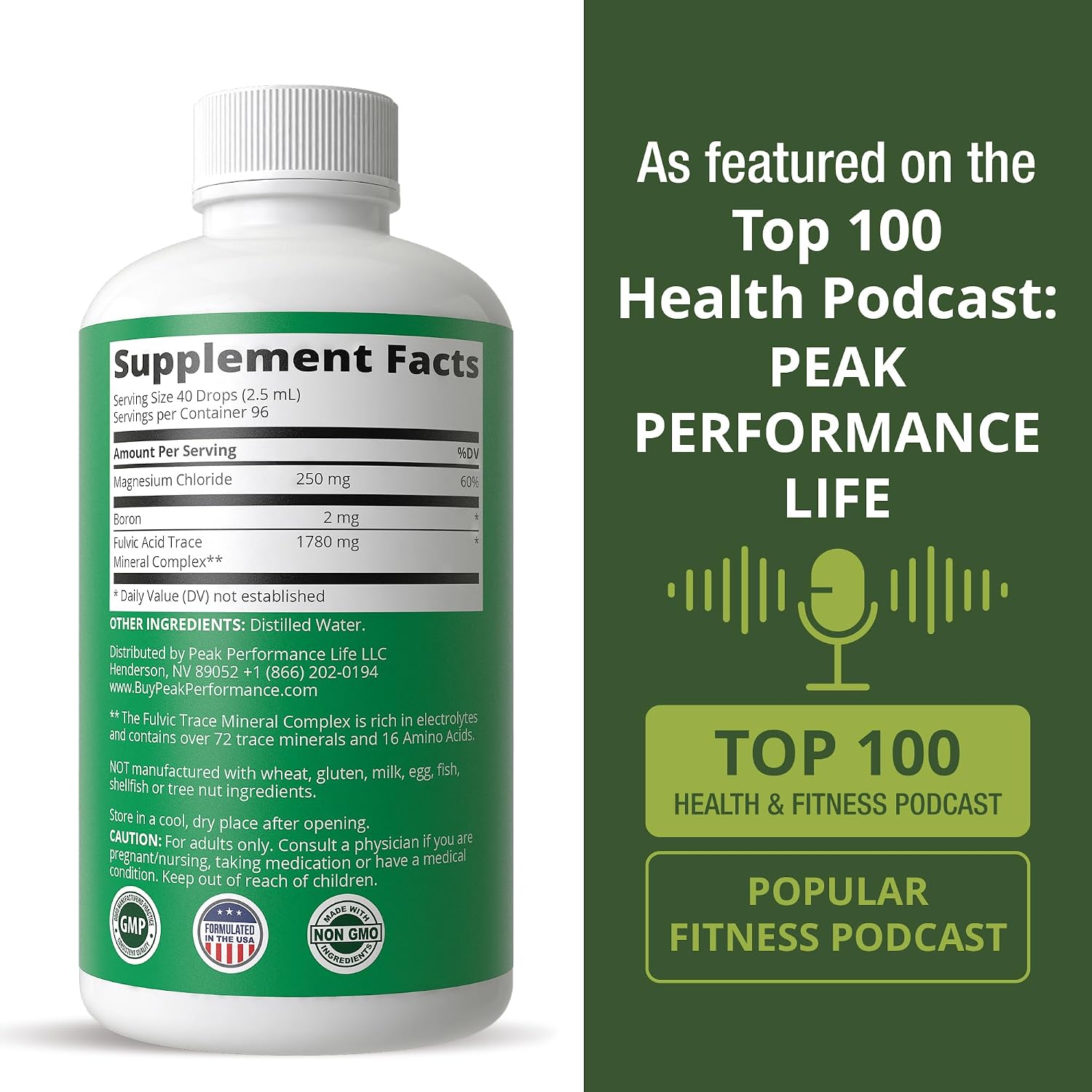 Peak Performance Ultra High Purity Trace Minerals Liquid Drops for Water