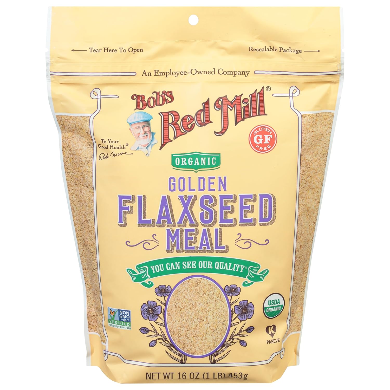 Bob's Red Mill Organic Golden Flaxseed Meal, 16oz (Pack of 1) - Non GMO, Vegan, Paleo Friendly, Keto Friendly, Kosher