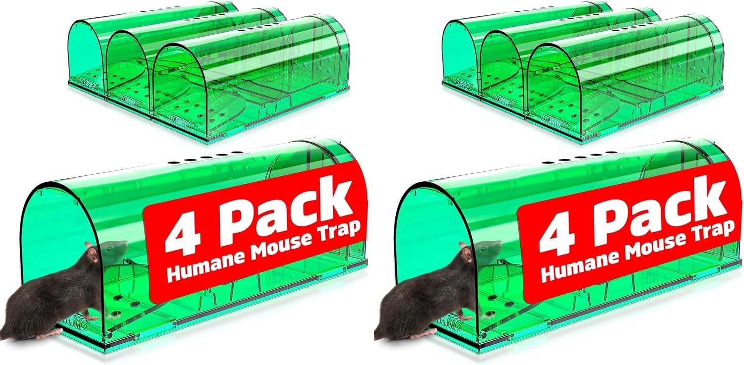 4 Pcs Humane Live Mouse Traps No Kill Reusable Mice Trap Catch
