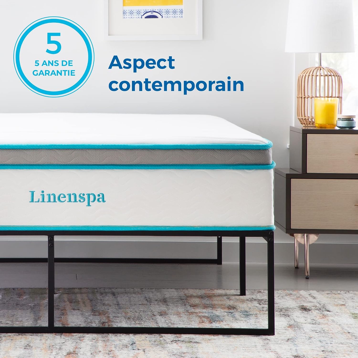 Linenspa Folding Metal Platform Bed Frame - Easy Assembly - Sturdy Steel - No Box Spring Needed - Underbed Storage - Mattress Foundation - 14" High