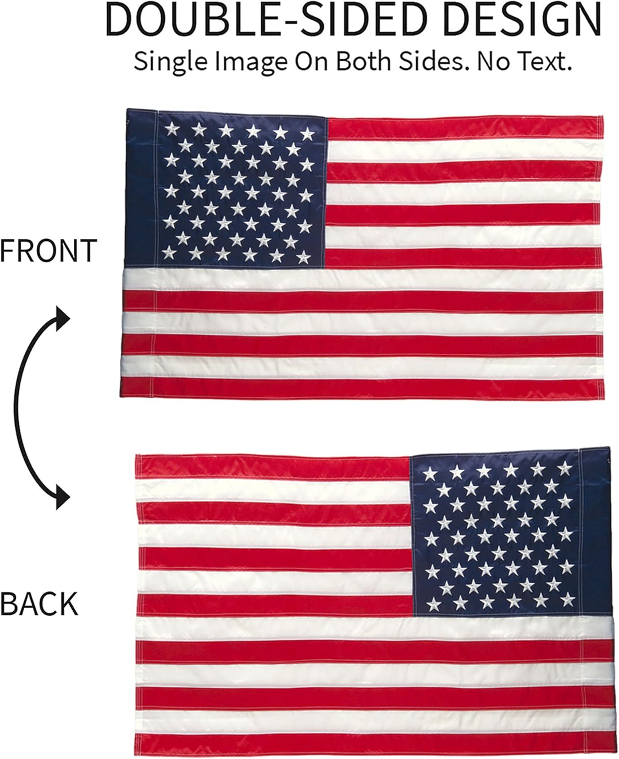 Evergreen American Flag 12x18 Double Sided | Patriotic House Flags For Outside Outdoor | Small American Flag Garden Size | Embroidered Stars and Stripes | USA Residential or Commercial