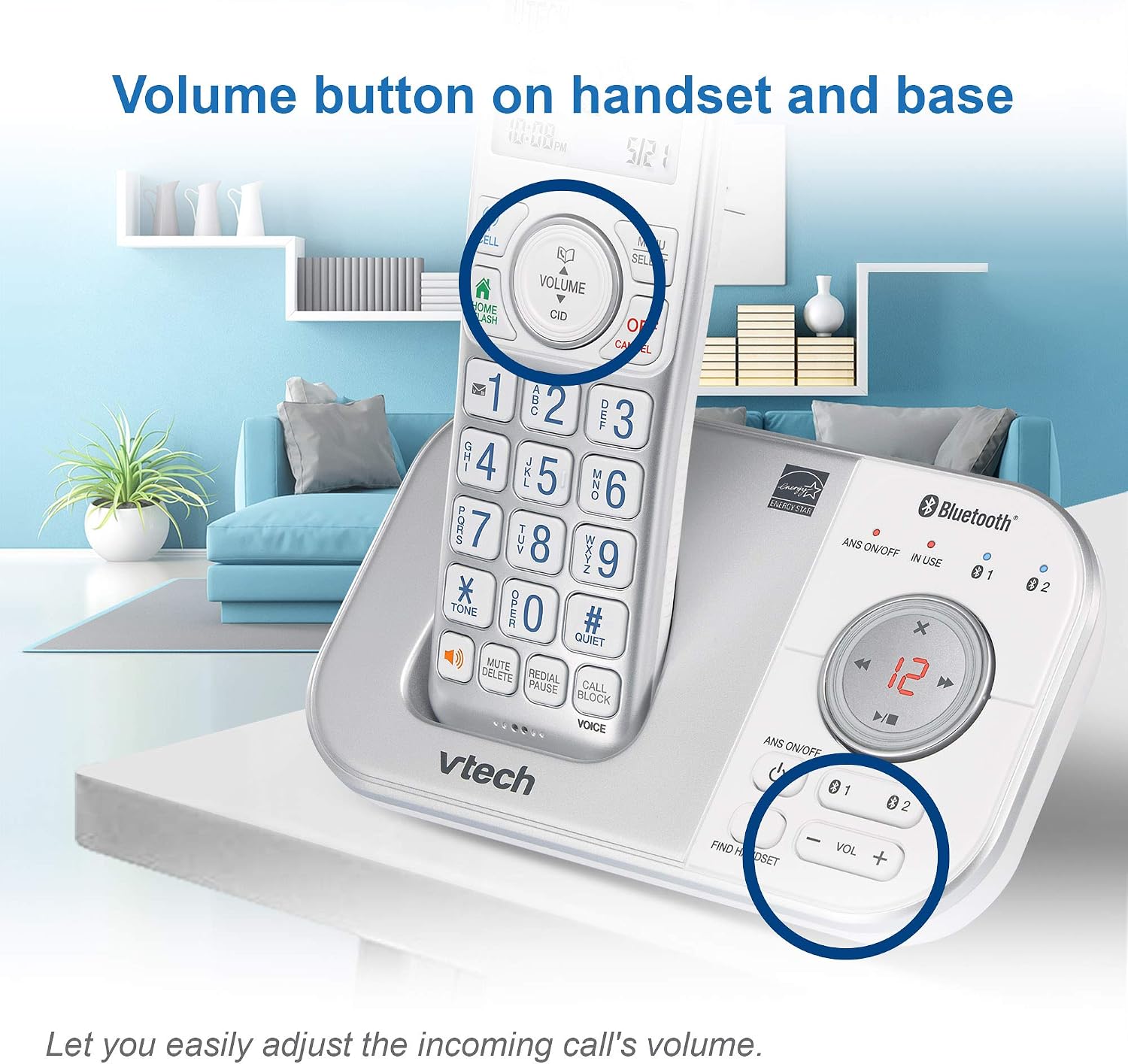 VTech VS112-27 2 Handset Cordless Phone with Answering Machine, Call Blocking, Caller ID, Intercom and Connect to Cell