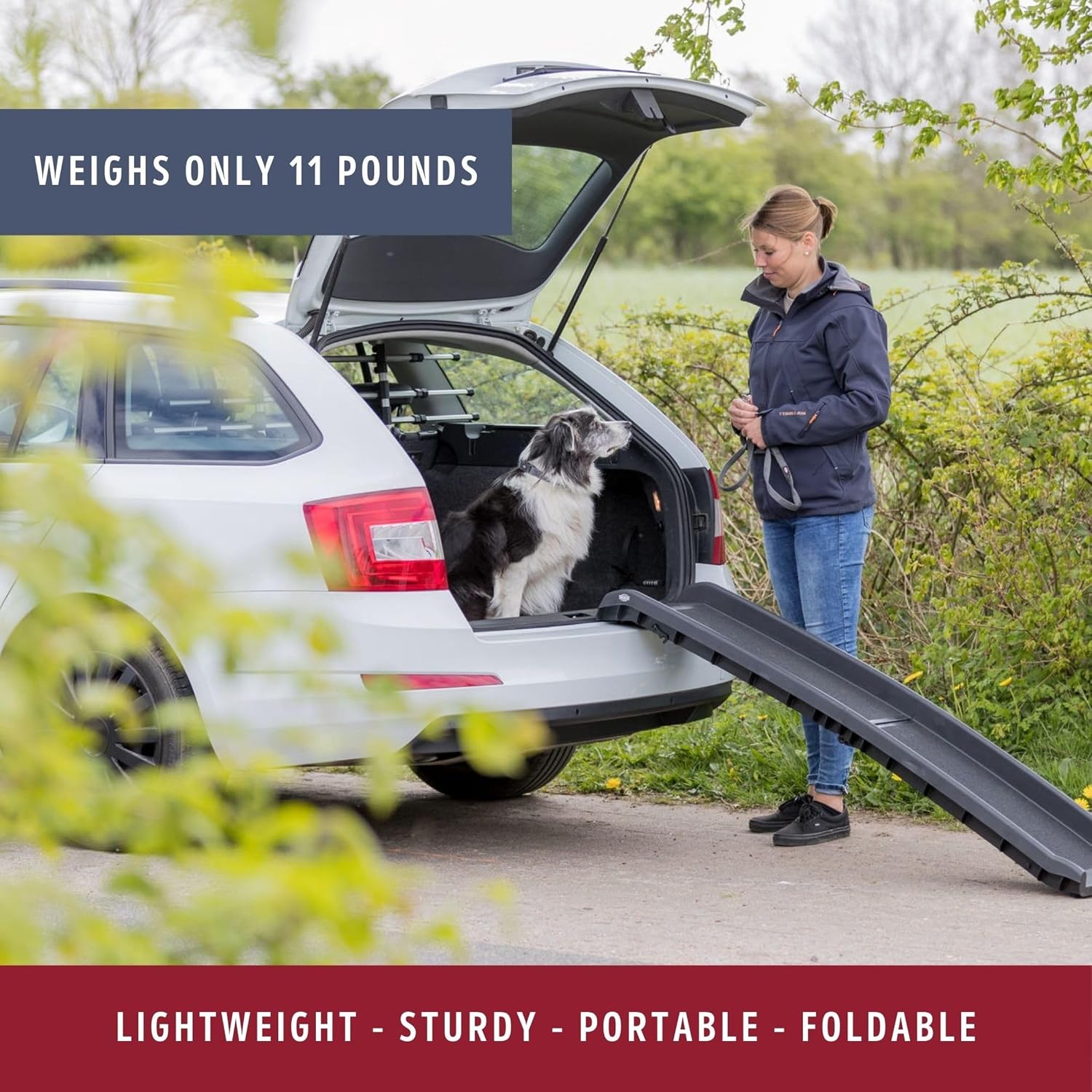 Trixie Folding Pet Ramp, Black | Folding Dog Ramp with High Traction Surface, Ideal for Cars and SUVs, Foldable, Easy to Store and Clean