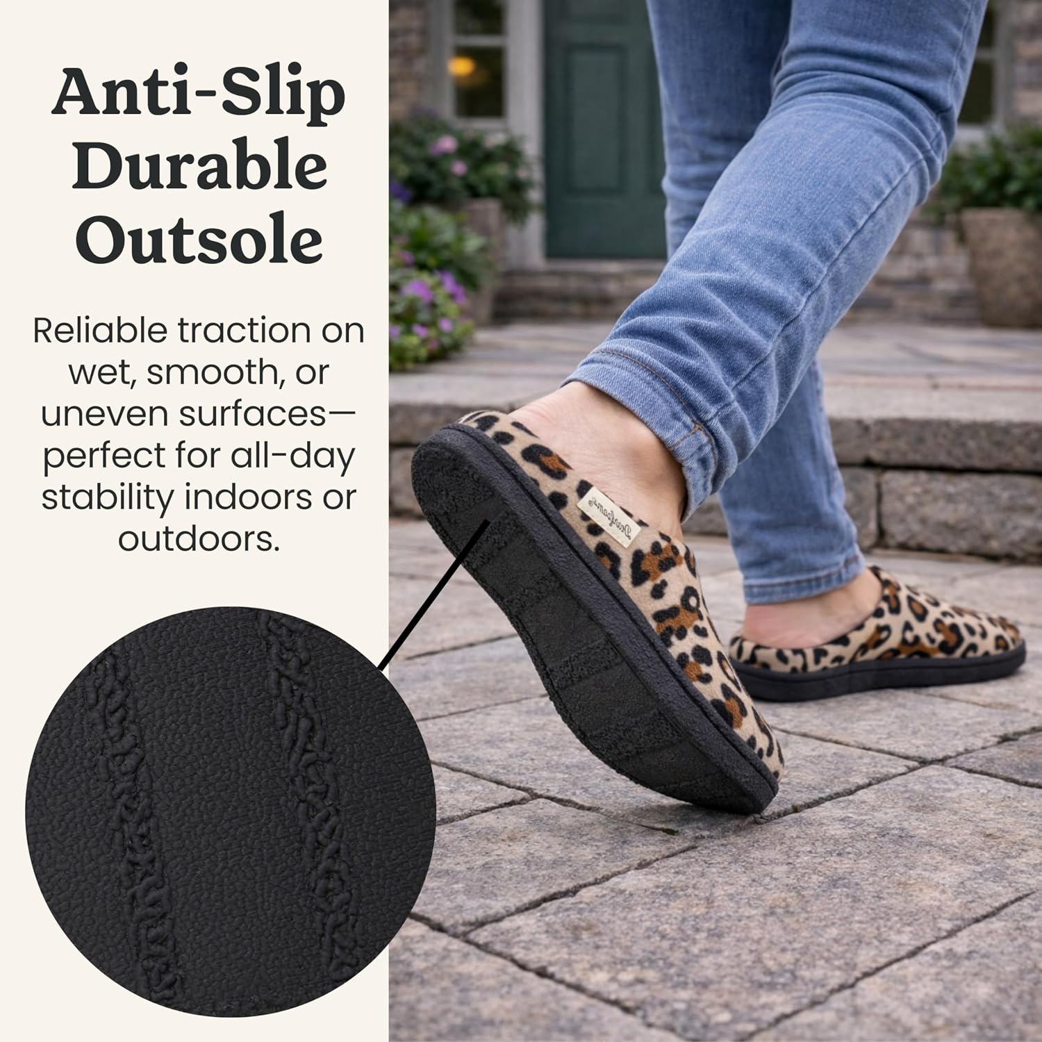 Leslie Terry Clog House Shoes with Memory Foam, Indoor Slippers with Wide Widths