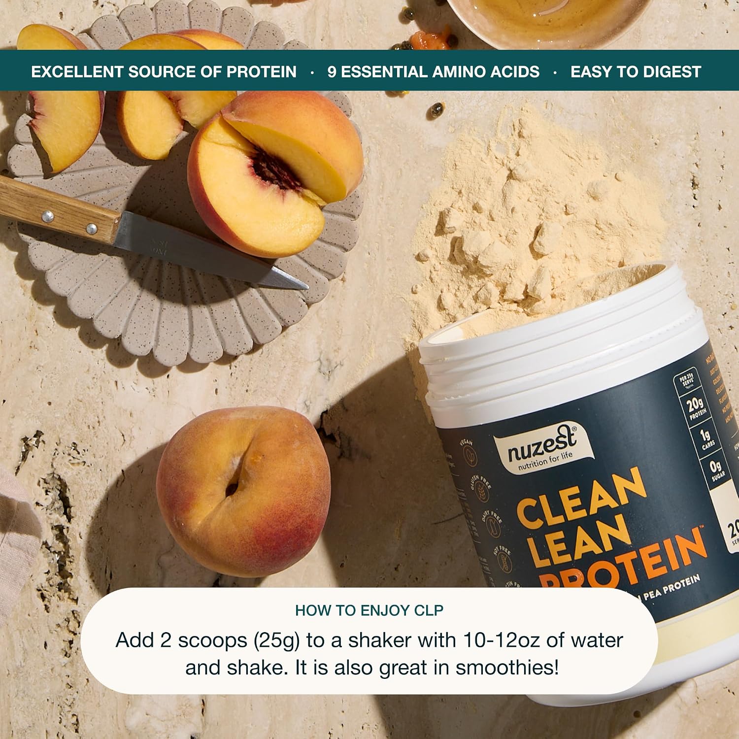 Nuzest Clean Lean Protein - Vegan Pea Protein Powder Rich Chocolate 1.1 lb | 20 Servings with 18g Protein Plant Based Protein Powder, Only 4 Ingredients, Dairy Free, Gluten Free, GMO Free, Protein Shake