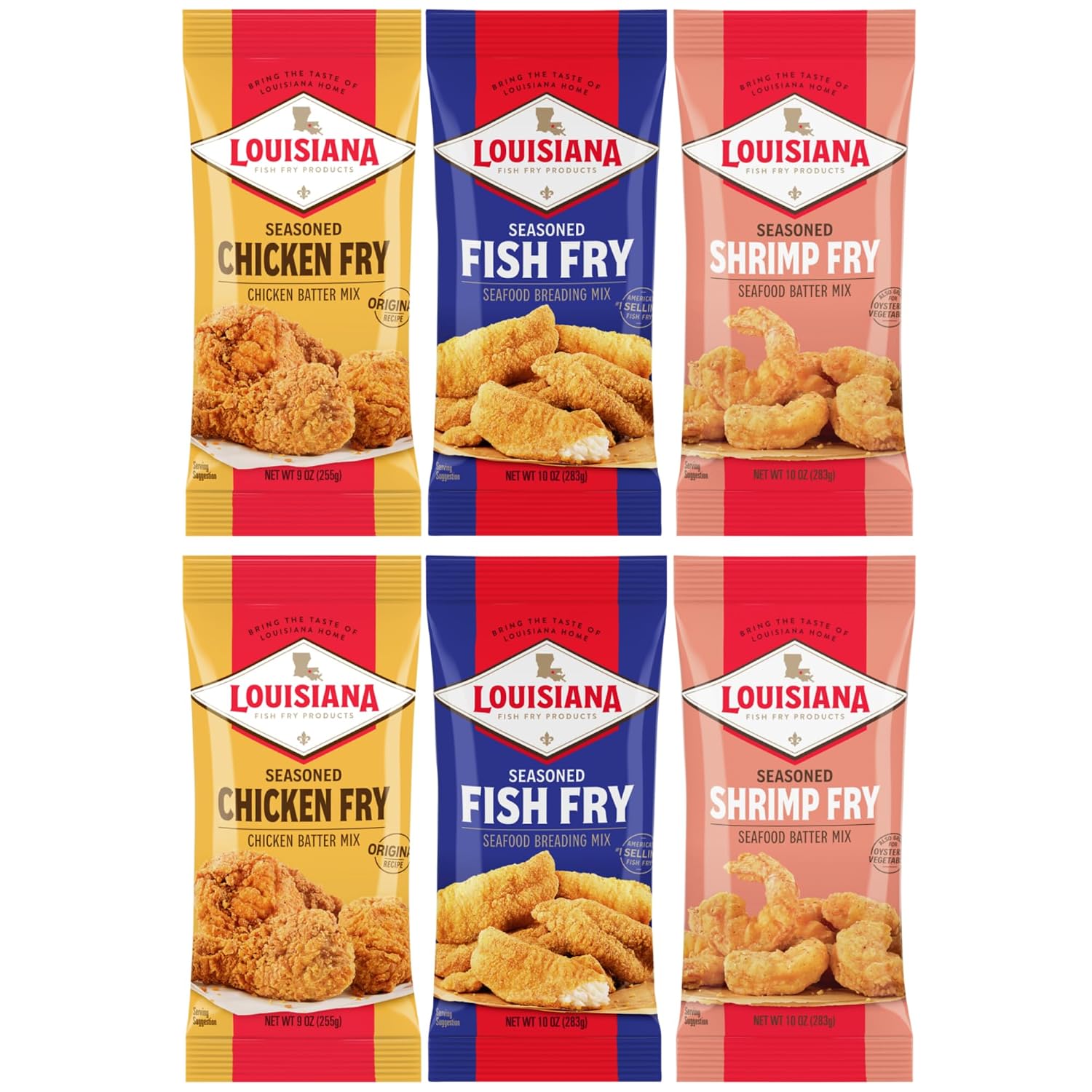 Louisiana Fish Fry Products Seasoned Fry Variety Mix - 2 of Each Flavor - Pack of 6 - Southern Flavor for Any Dish