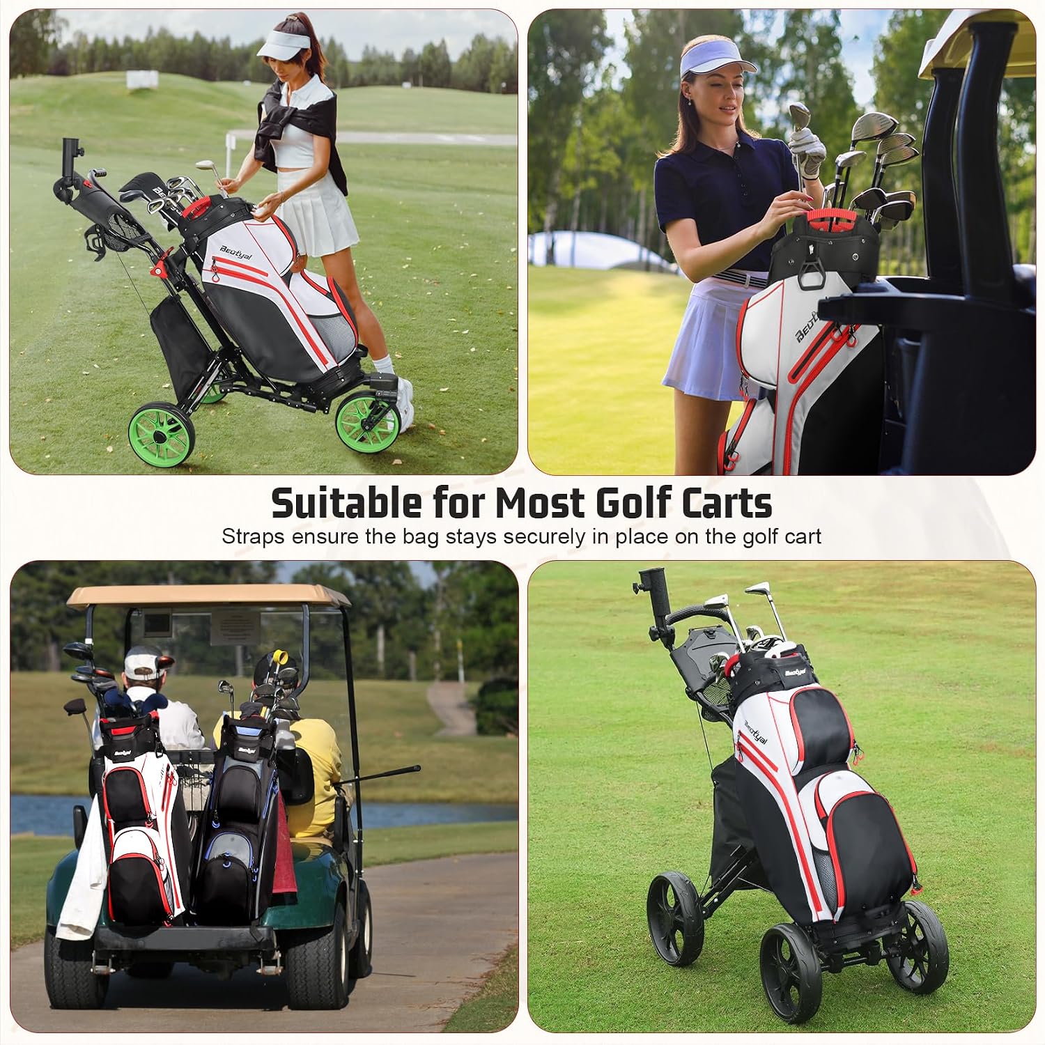 15-Way Golf Cart Bag, Lightweight Golf Club Bag for Men with Cooler | 15 Separate Compartments Easy Club Access Multiple Storage Pockets Cart Strap Channel Beverage Storage and Carry Handles