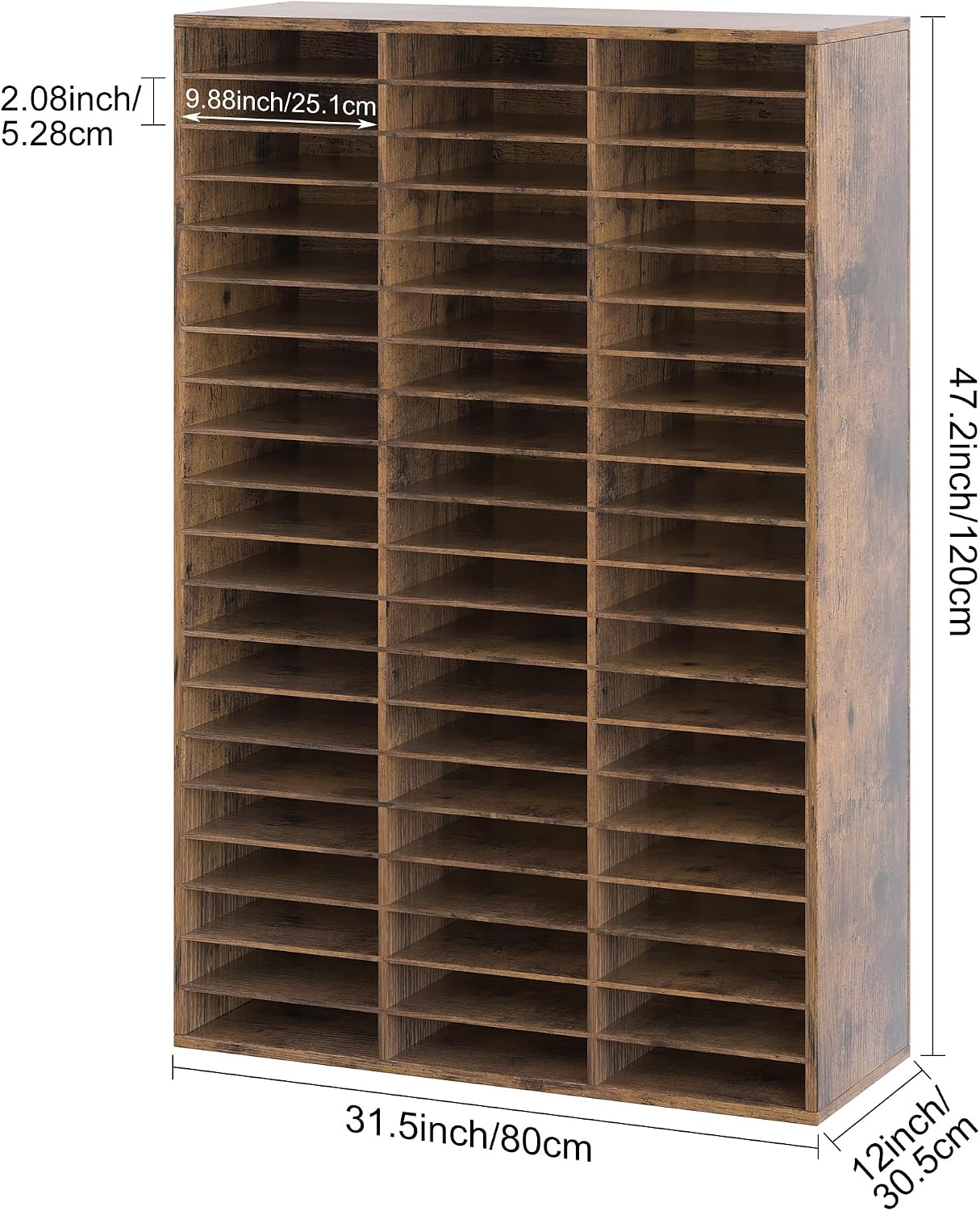 EasyPAG 12 Compartments Wooden Literature Organizer with Adjustable Shelves, 6000 Sheets Capacity Paper Organizer