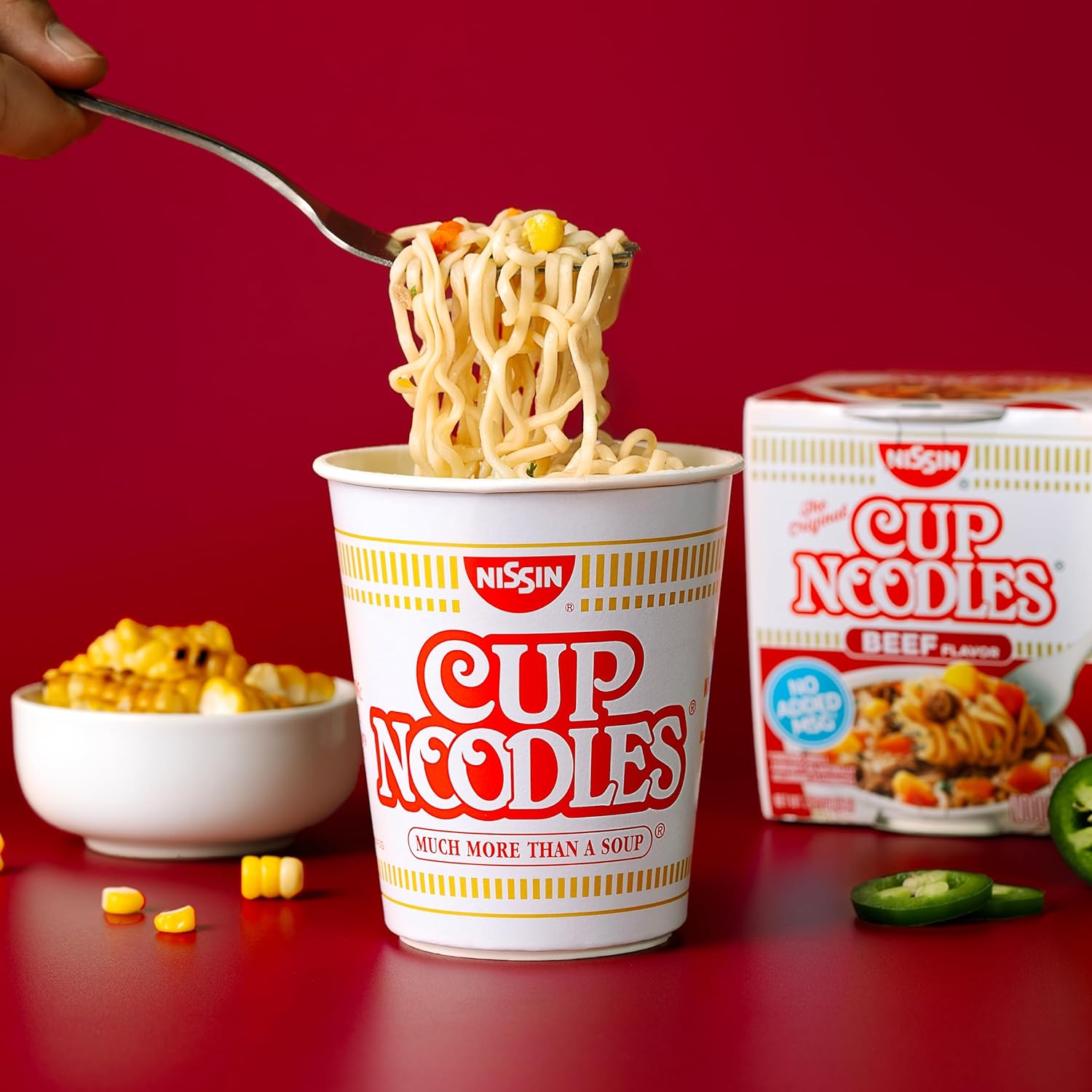 Nissin Cup Noodles Soup, Beef Flavor, Microwaveable Paper Cups, Instant Ramen, 2.25 Ounce (Pack of 12) | Instant Ramen Noodle Soup