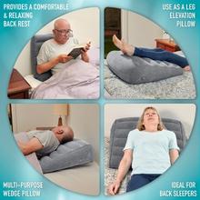 Variety of uses for inflatable wedge pillow, Leg elevation pillow, knee pillow and back support