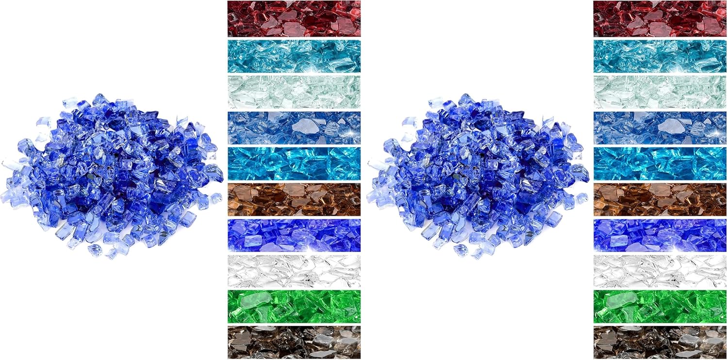 Onlyfire 10 lbs Fire Glass Rocks for Gas Propane Fire Pit and Fireplace